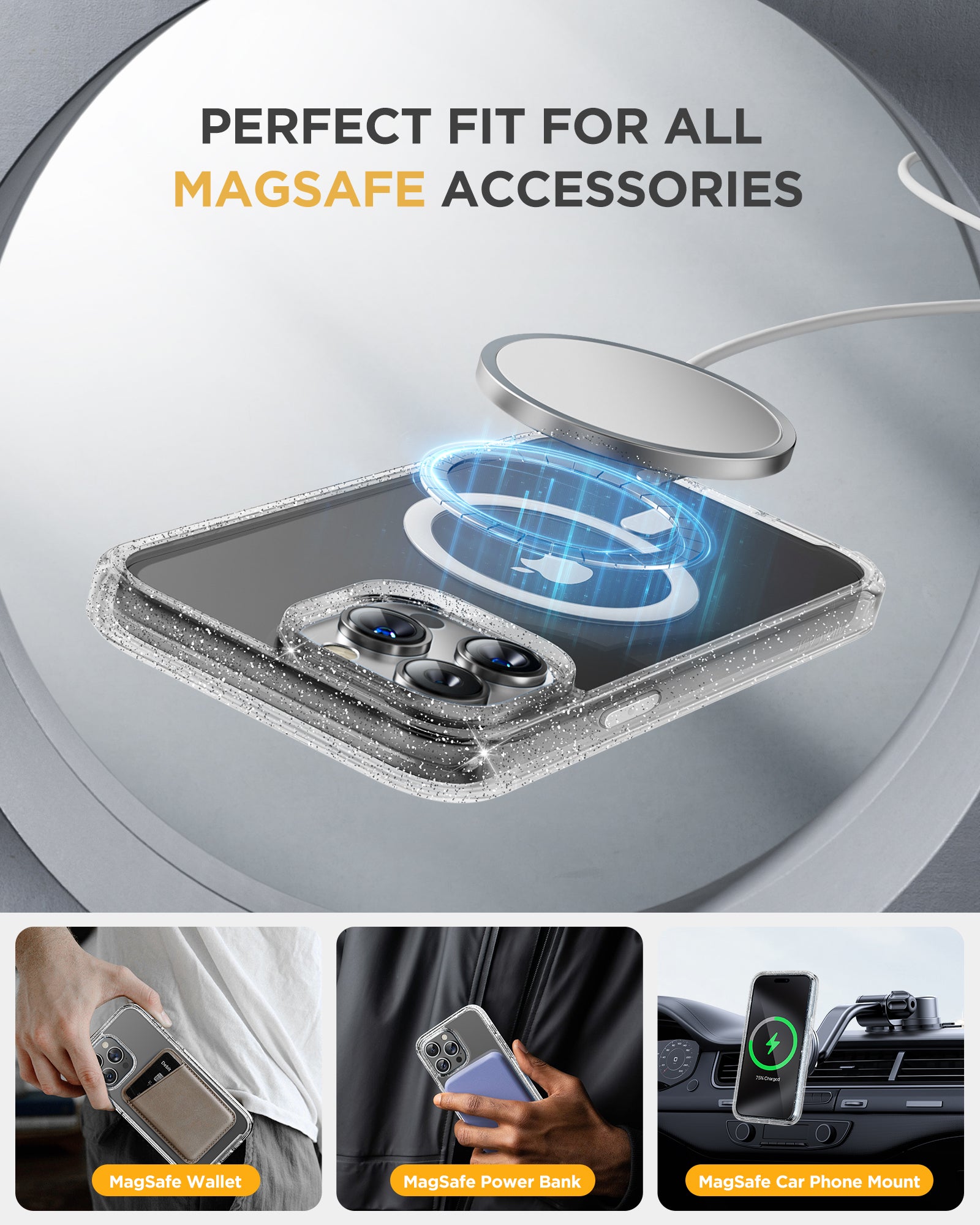 Miracase 360° Protection Case 9H Tempered Glass Phone Case with Magsafe for iPhone 15 Pro Max 6.7"