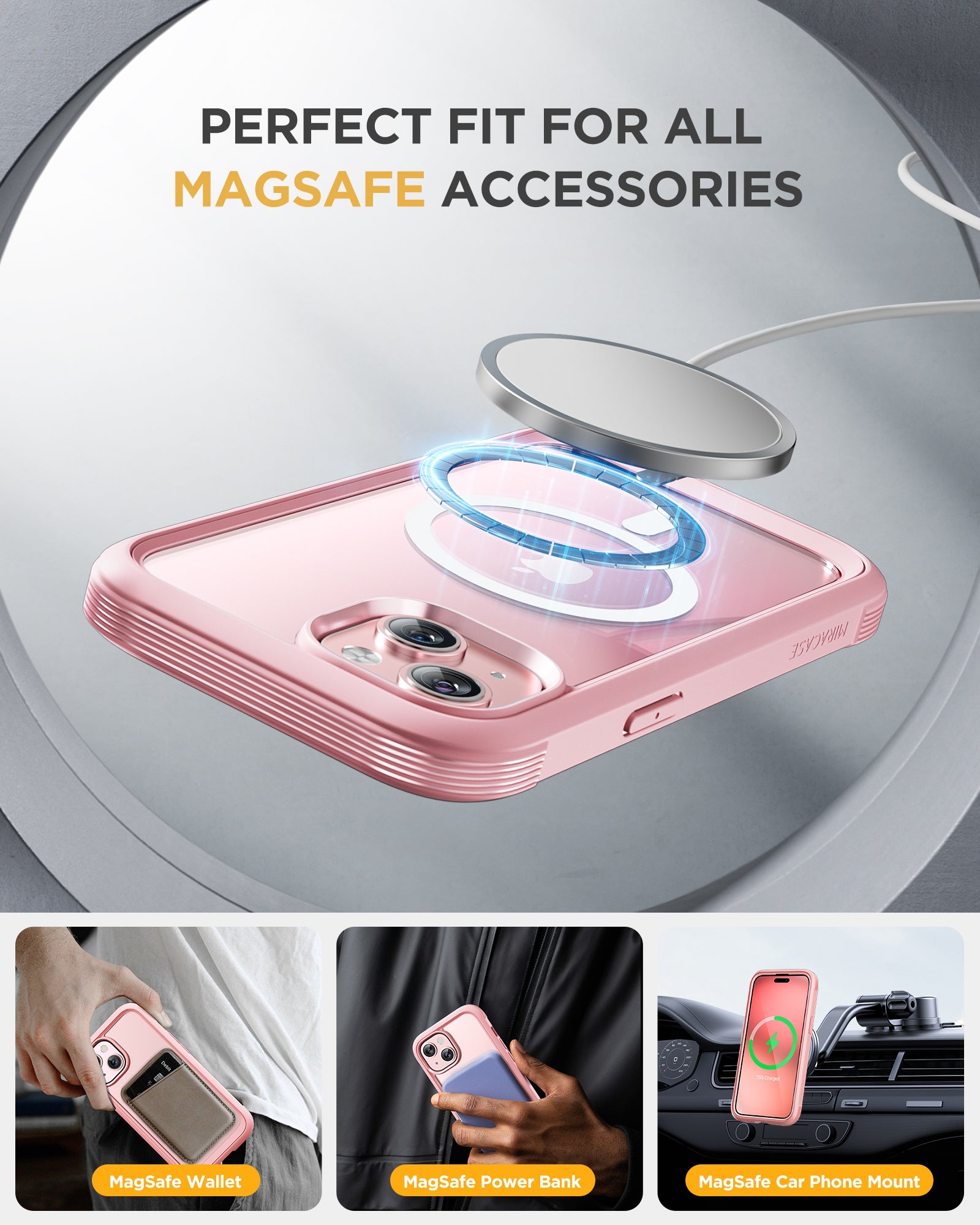 Miracase 360° Protection Case 9H Tempered Glass Phone Case with Magsafe for iPhone 15 Plus 6.7"