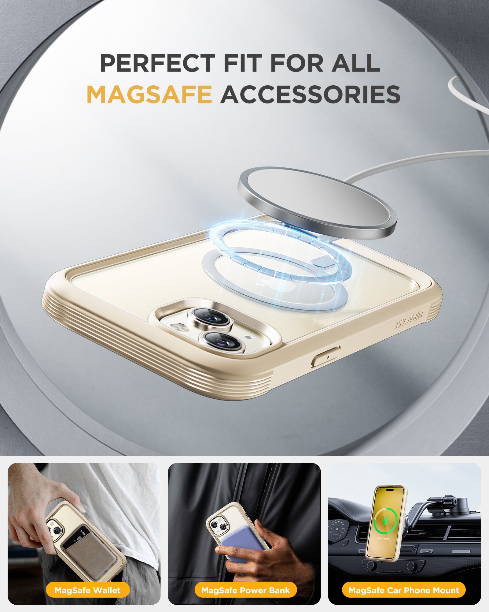 Miracase 360° Protection Case 9H Tempered Glass Phone Case with Magsafe for iPhone 15 Plus 6.7"