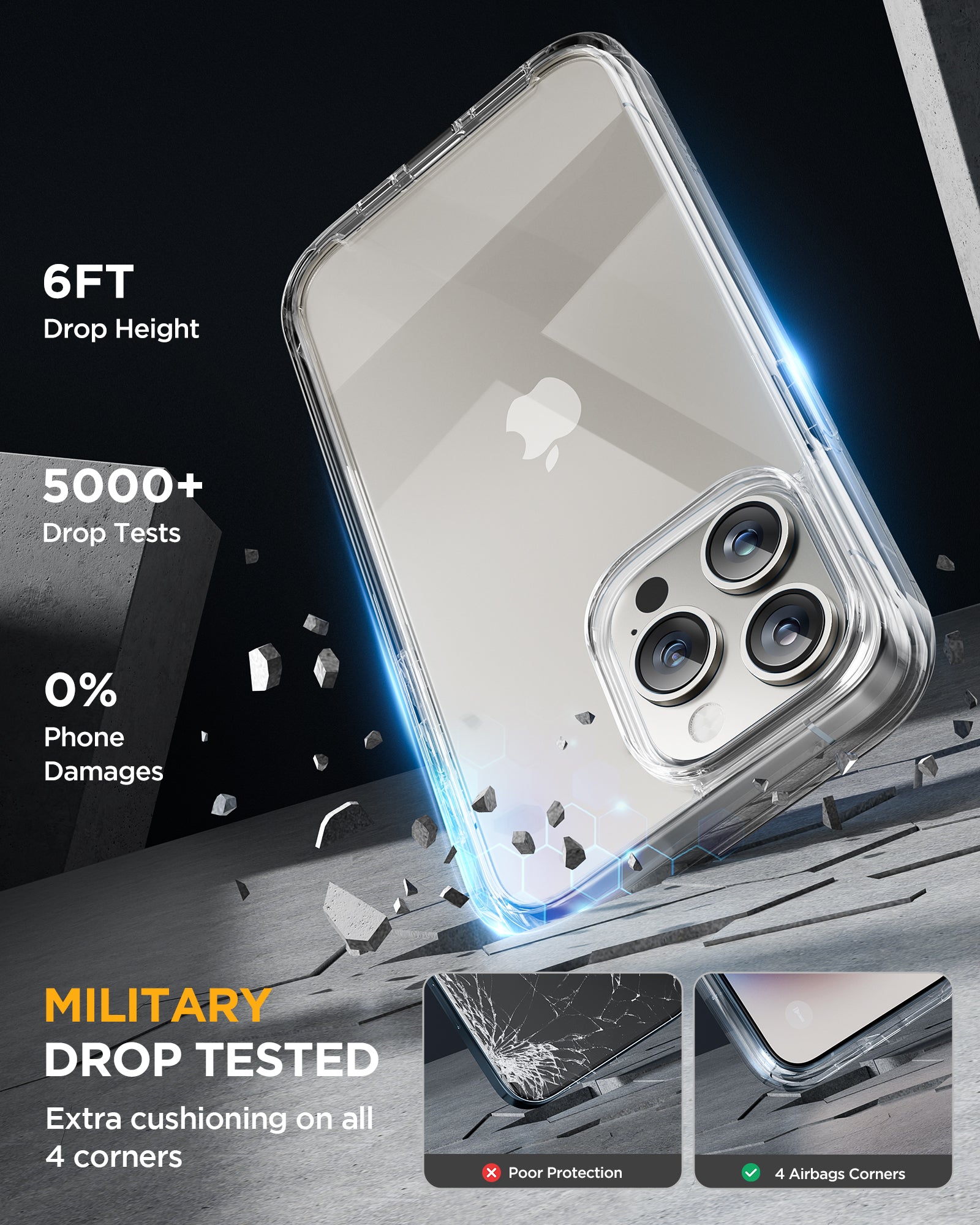 Miracase 360° Protection Case 9H Tempered Glass Phone Case for iPhone 15 Pro Max 6.7"