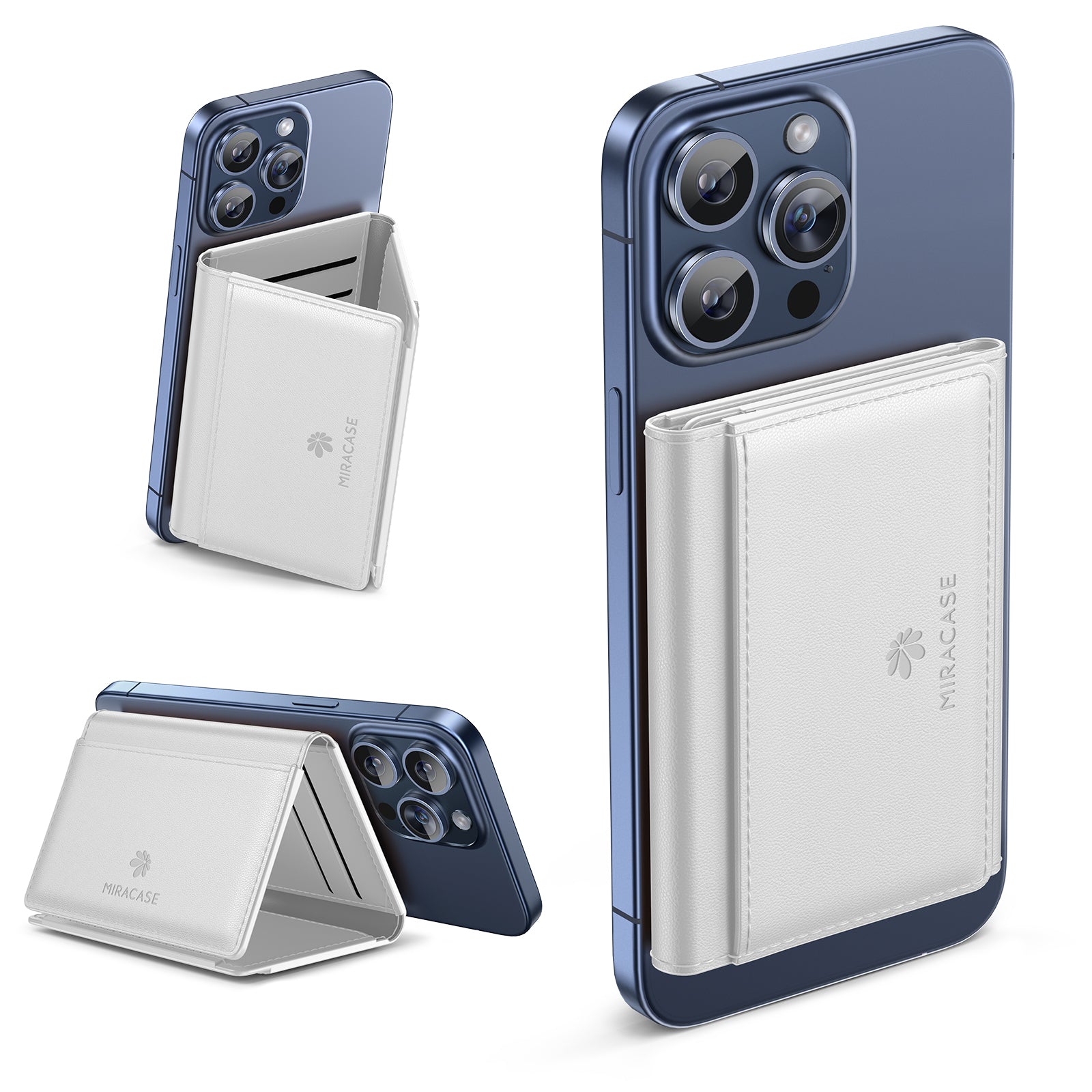 Miracase Magnetic Wallet for Men/Women with Stand, Compatible with MagSafe Wallet, 4+ Cards Phone Wallet, 0.5 inch thick, Card Holder for iPhone 16/15/14/13/12 Series