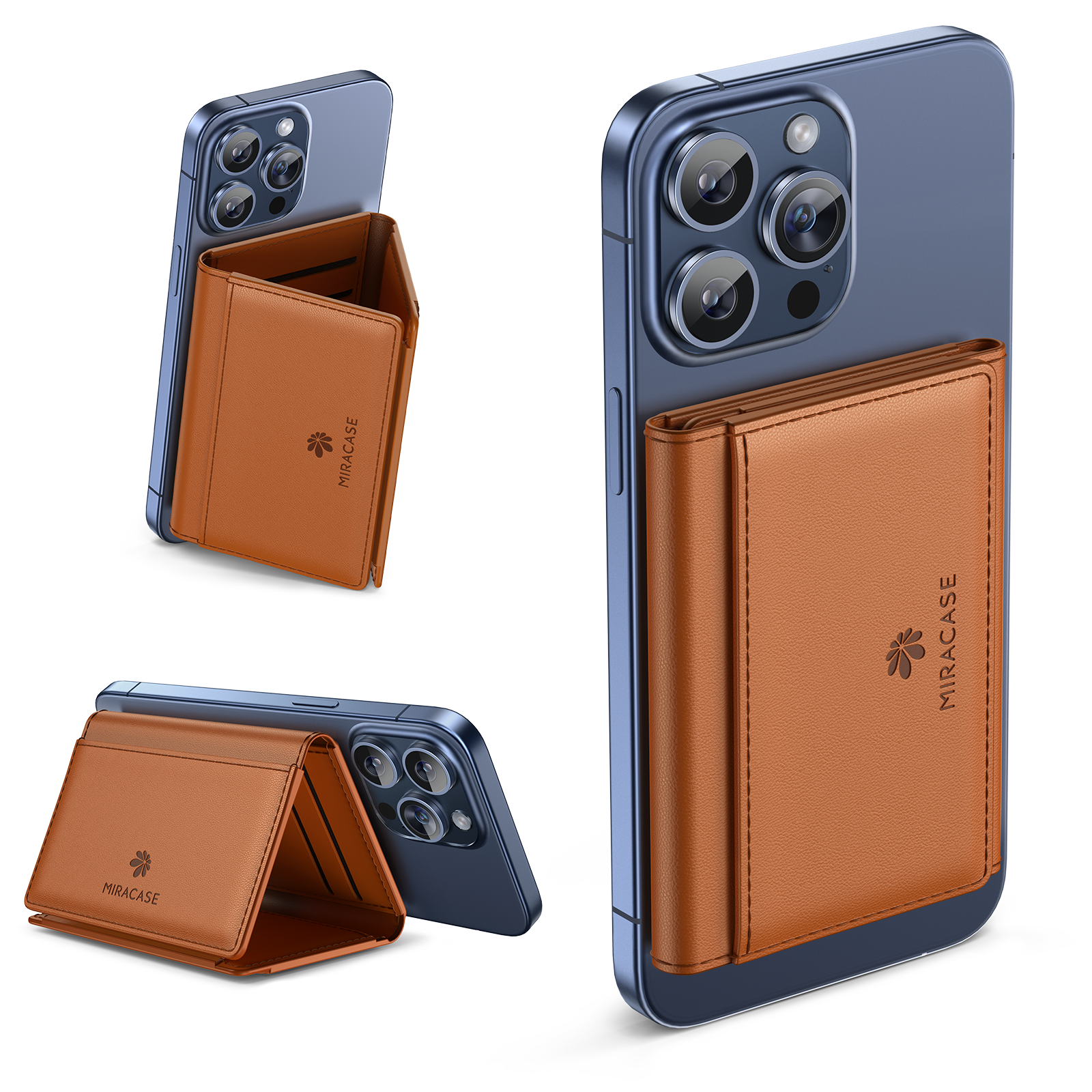 Miracase Magnetic Wallet for Men/Women with Stand, Compatible with MagSafe Wallet, 4+ Cards Phone Wallet, 0.5 inch thick, Card Holder for iPhone 16/15/14/13/12 Series