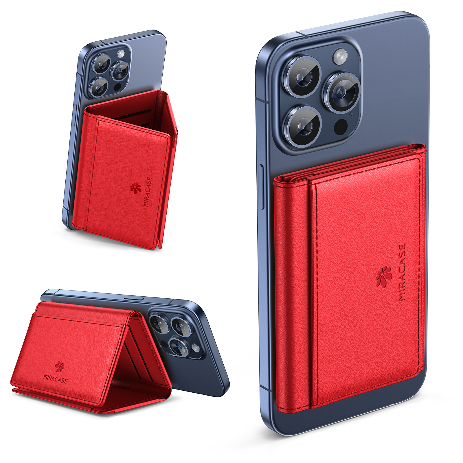 Miracase Magnetic Wallet for Men/Women with Stand, Compatible with MagSafe Wallet, 4+ Cards Phone Wallet, 0.5 inch thick, Card Holder for iPhone 16/15/14/13/12 Series