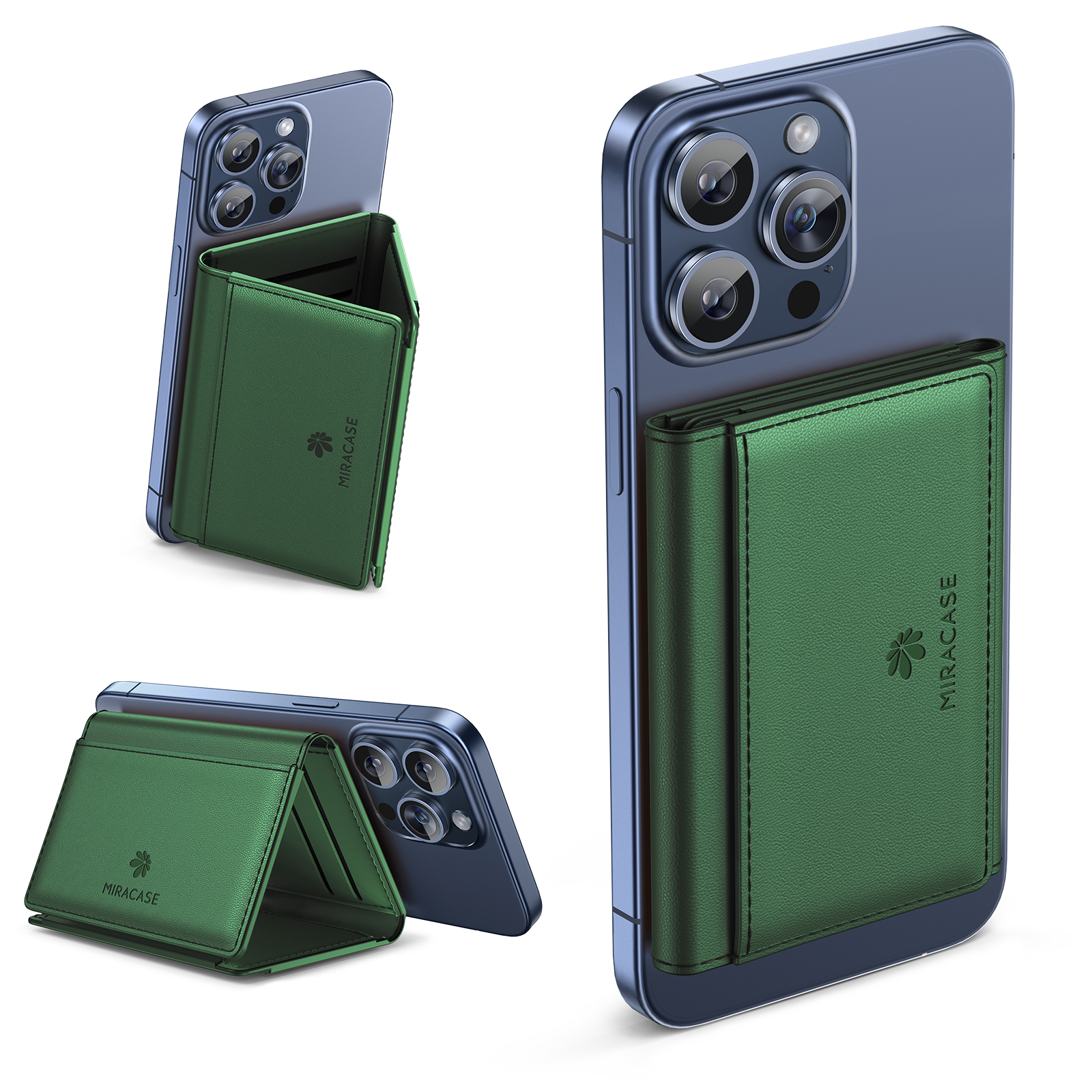 Miracase Magnetic Wallet for Men/Women with Stand, Compatible with MagSafe Wallet, 4+ Cards Phone Wallet, 0.5 inch thick, Card Holder for iPhone 16/15/14/13/12 Series