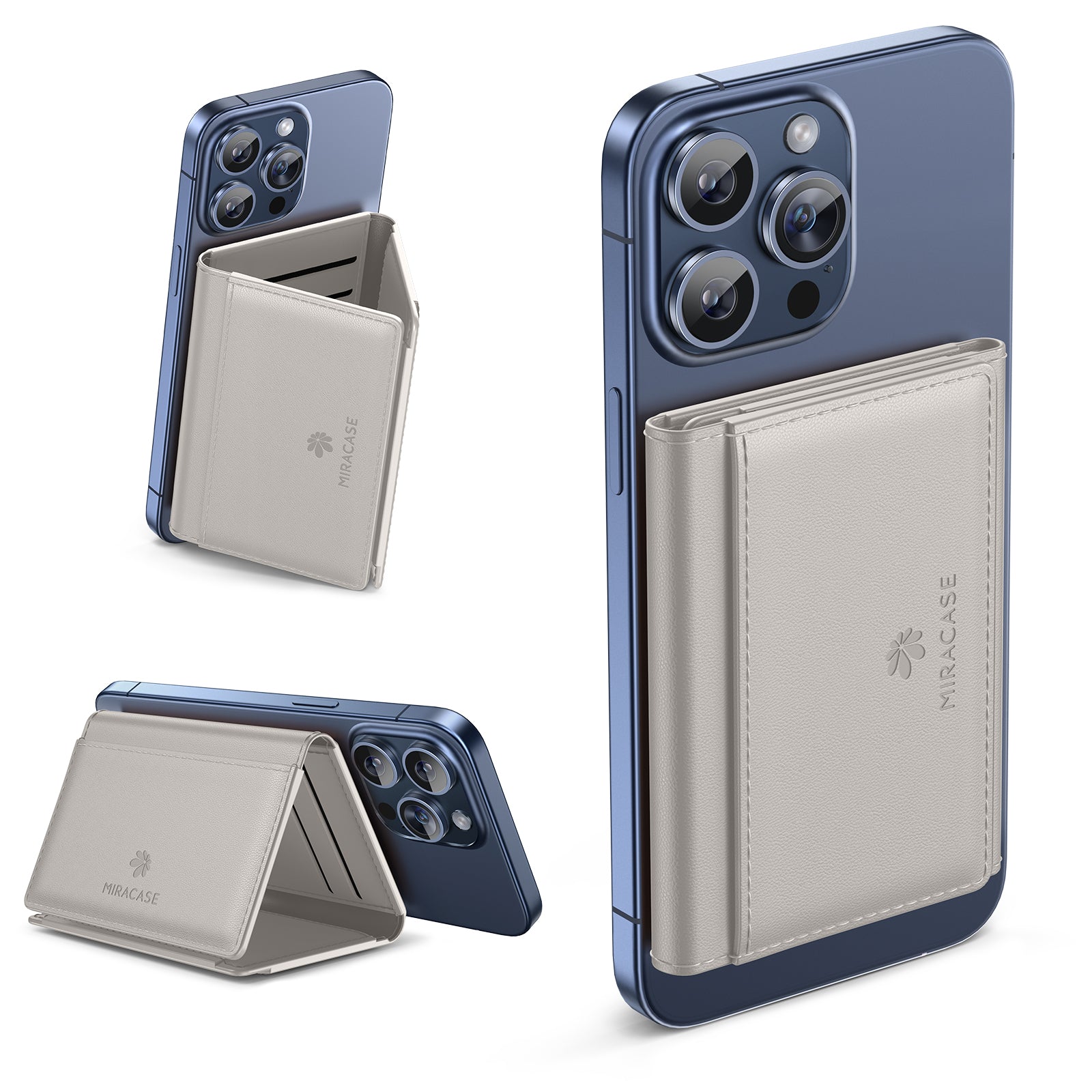 Miracase Magnetic Wallet for Men/Women with Stand, Compatible with MagSafe Wallet, 4+ Cards Phone Wallet, 0.5 inch thick, Card Holder for iPhone 16/15/14/13/12 Series