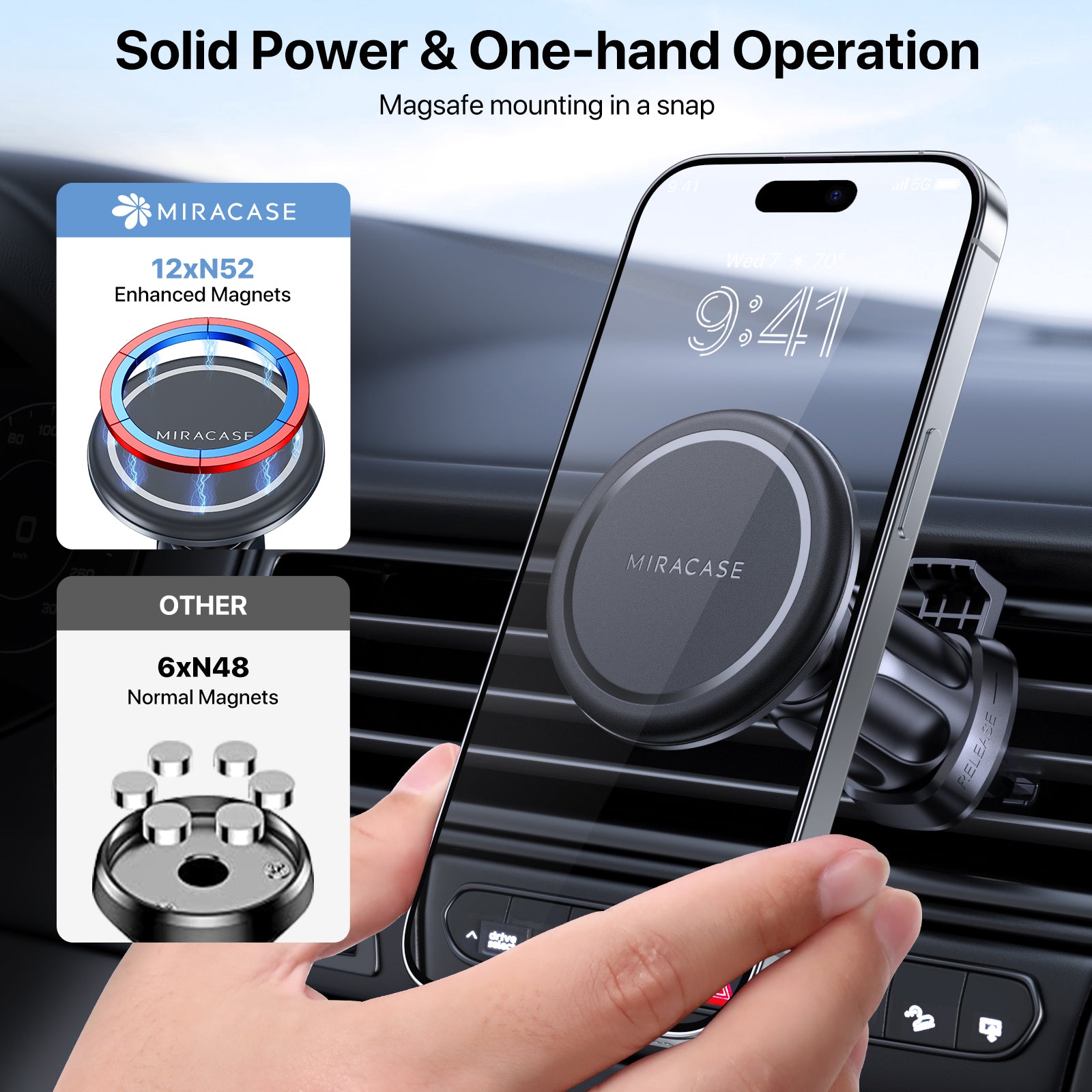 2023 New Design Magsafe Magnetic Car Phone Holder for Air Vent