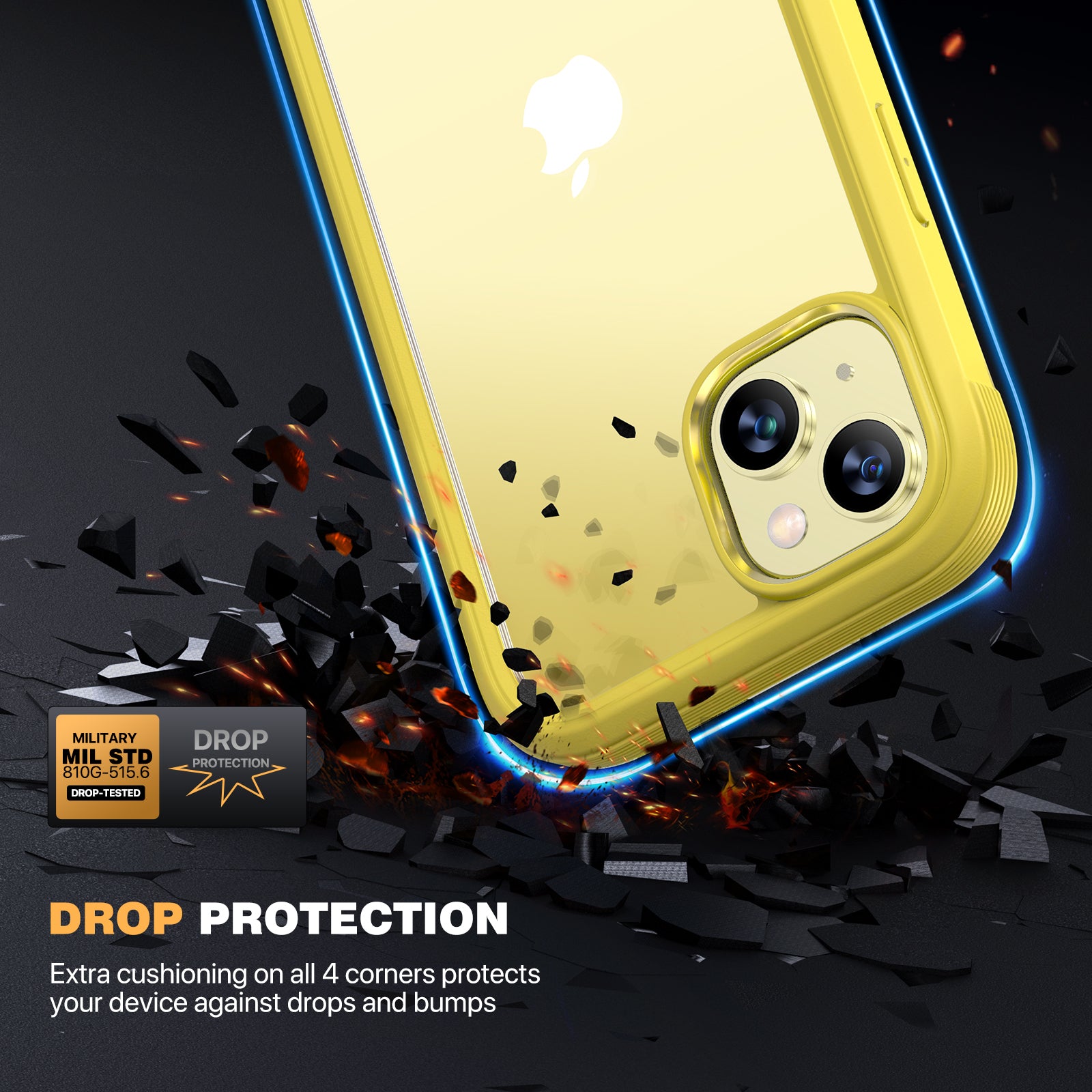 Diaclara 360° Protection Rugged Case with Built-in Touch Sensitive Anti-Scratch Screen Protector Phone Case for iPhone 15 Plus 6.7"