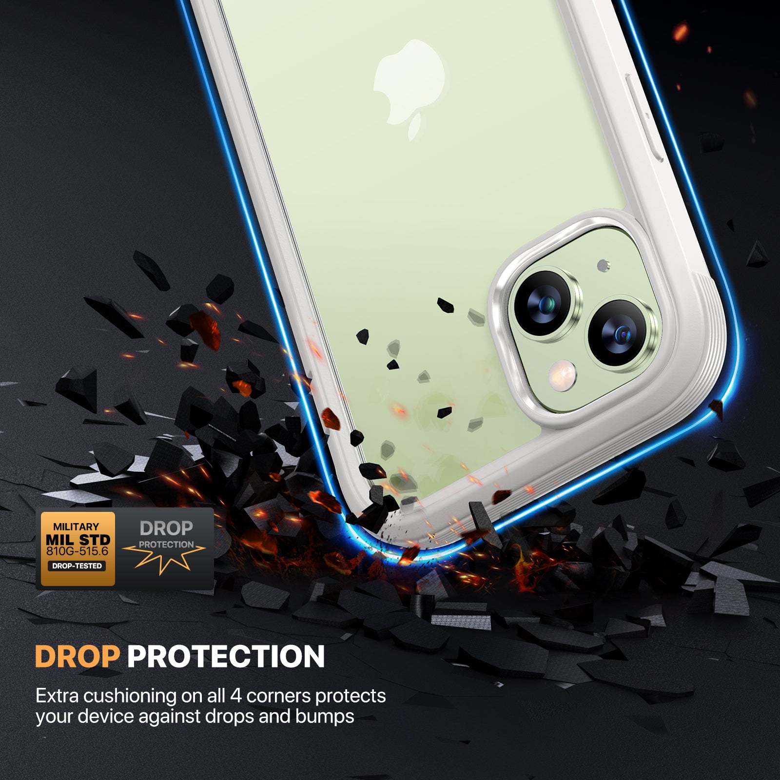 Diaclara 360° Protection Rugged Case with Built-in Touch Sensitive Anti-Scratch Screen Protector Phone Case for iPhone 15 6.1"