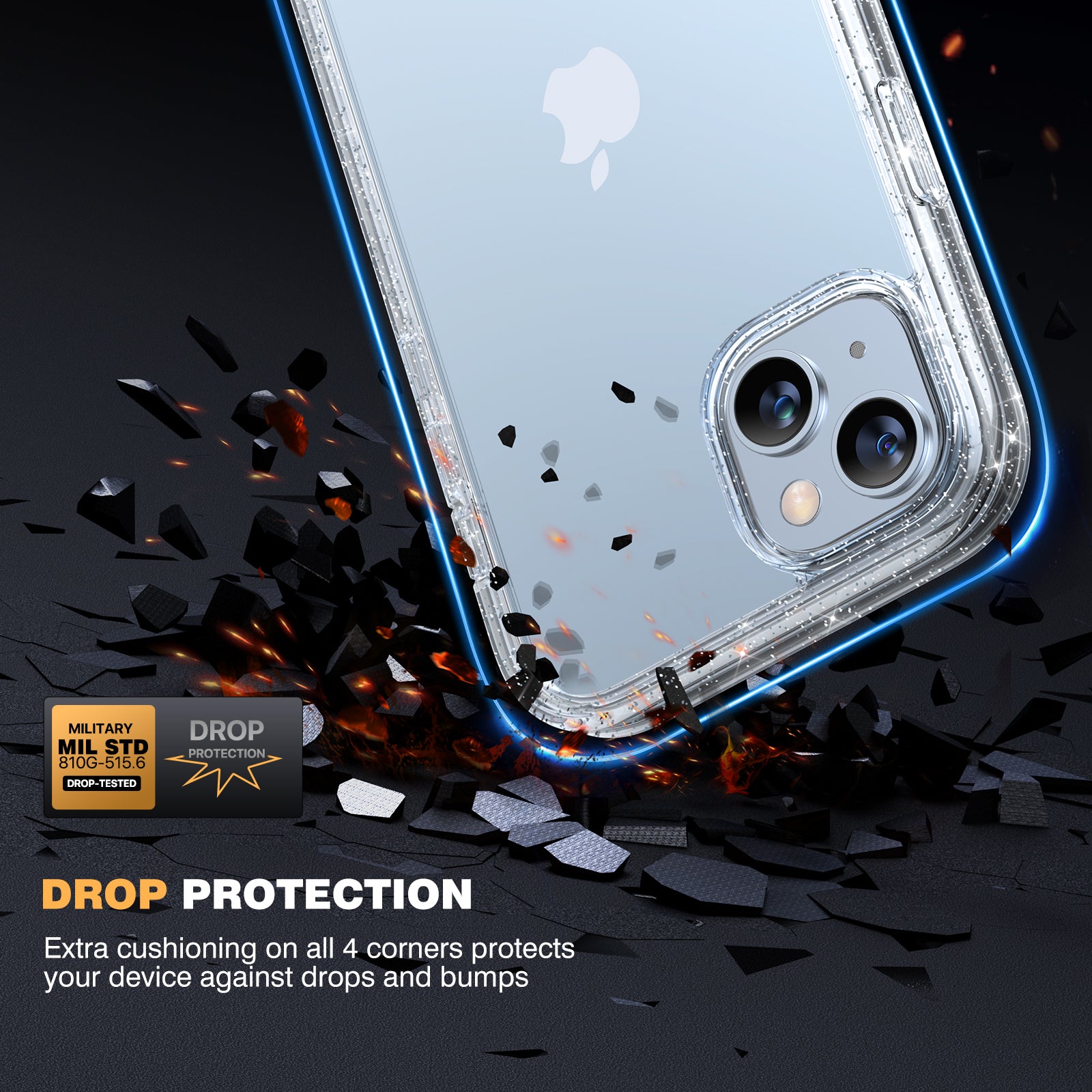 Diaclara 360° Protection Rugged Case with Built-in Touch Sensitive Anti-Scratch Screen Protector Phone Case for iPhone 15 6.1"