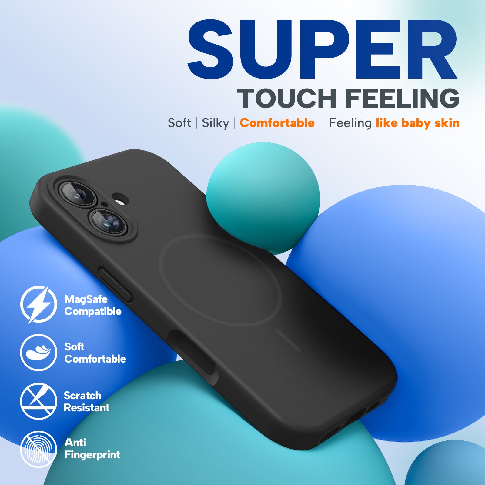 Miracase Magnetic for iPhone 17 Case, Compatible with MagSafe, Integrated Silicone Camera Control Cover, Shockproof Drop Protection Phone Case for 17,Black