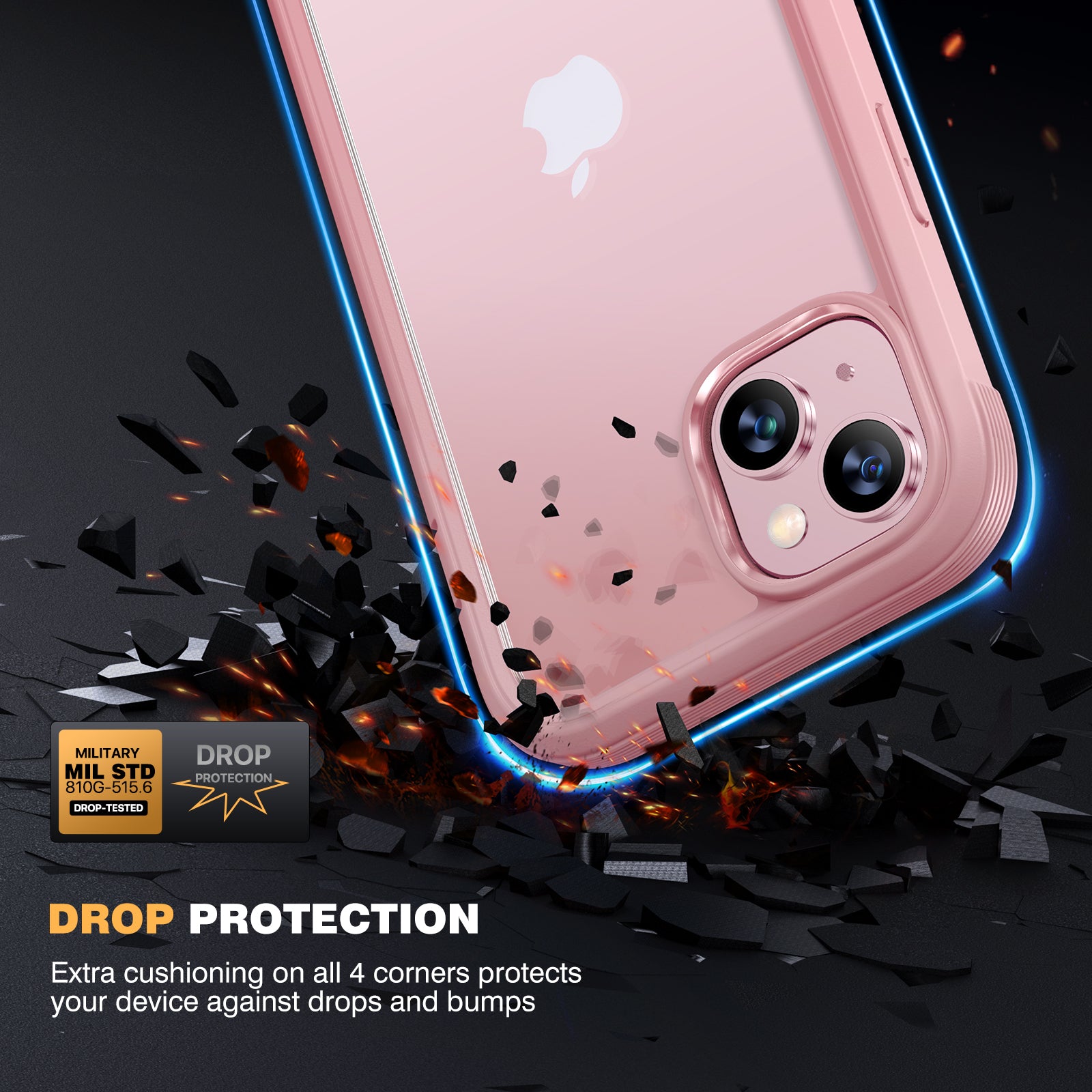 Diaclara 360° Protection Rugged Case with Built-in Touch Sensitive Anti-Scratch Screen Protector Phone Case for iPhone 15 6.1"