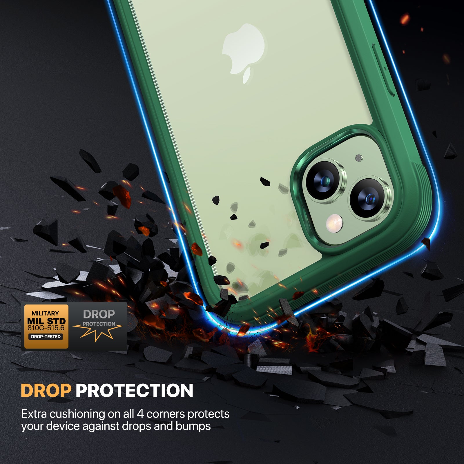 Diaclara 360° Protection Rugged Case with Built-in Touch Sensitive Anti-Scratch Screen Protector Phone Case for iPhone 15 Plus 6.7"