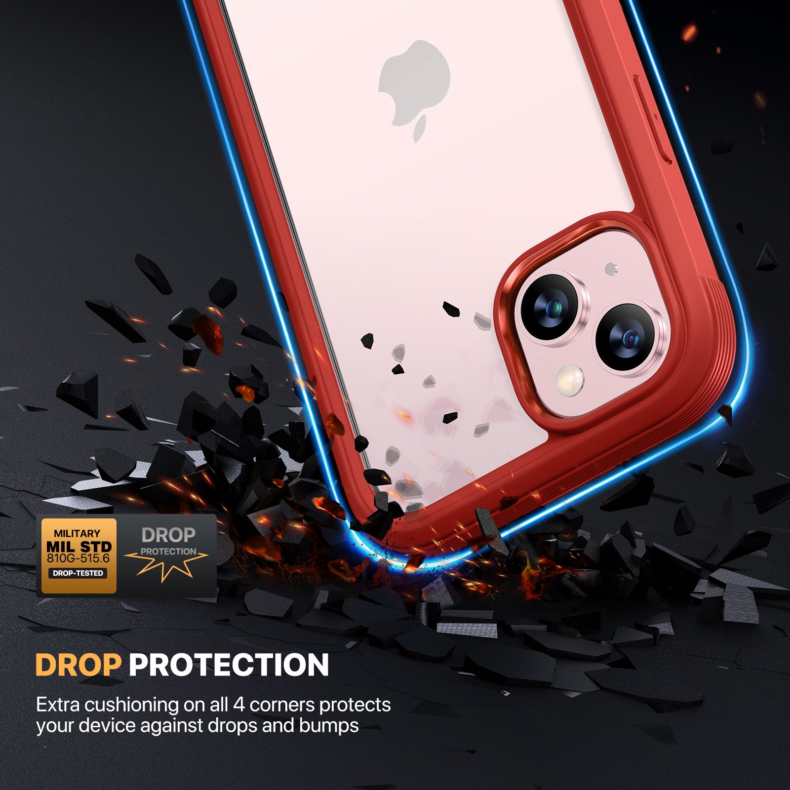 Diaclara 360° Protection Rugged Case with Built-in Touch Sensitive Anti-Scratch Screen Protector Phone Case for iPhone 15 Plus 6.7"