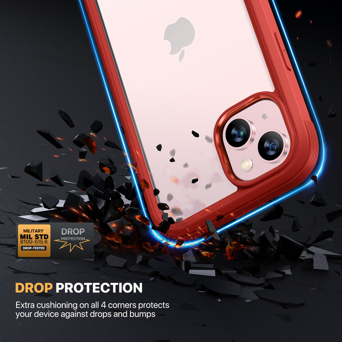 Diaclara 360° Protection Rugged Case with Built-in Touch Sensitive Anti-Scratch Screen Protector Phone Case for iPhone 15 Plus 6.7