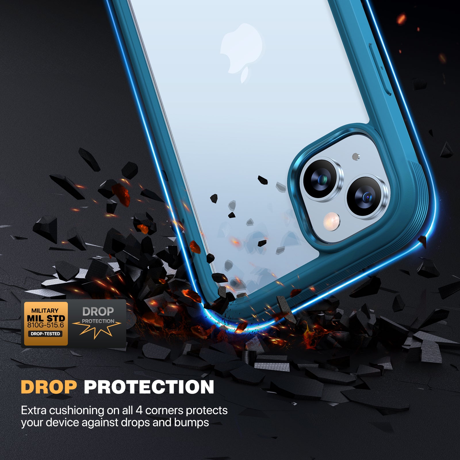 Diaclara 360° Protection Rugged Case with Built-in Touch Sensitive Anti-Scratch Screen Protector Phone Case for iPhone 15 Plus 6.7"