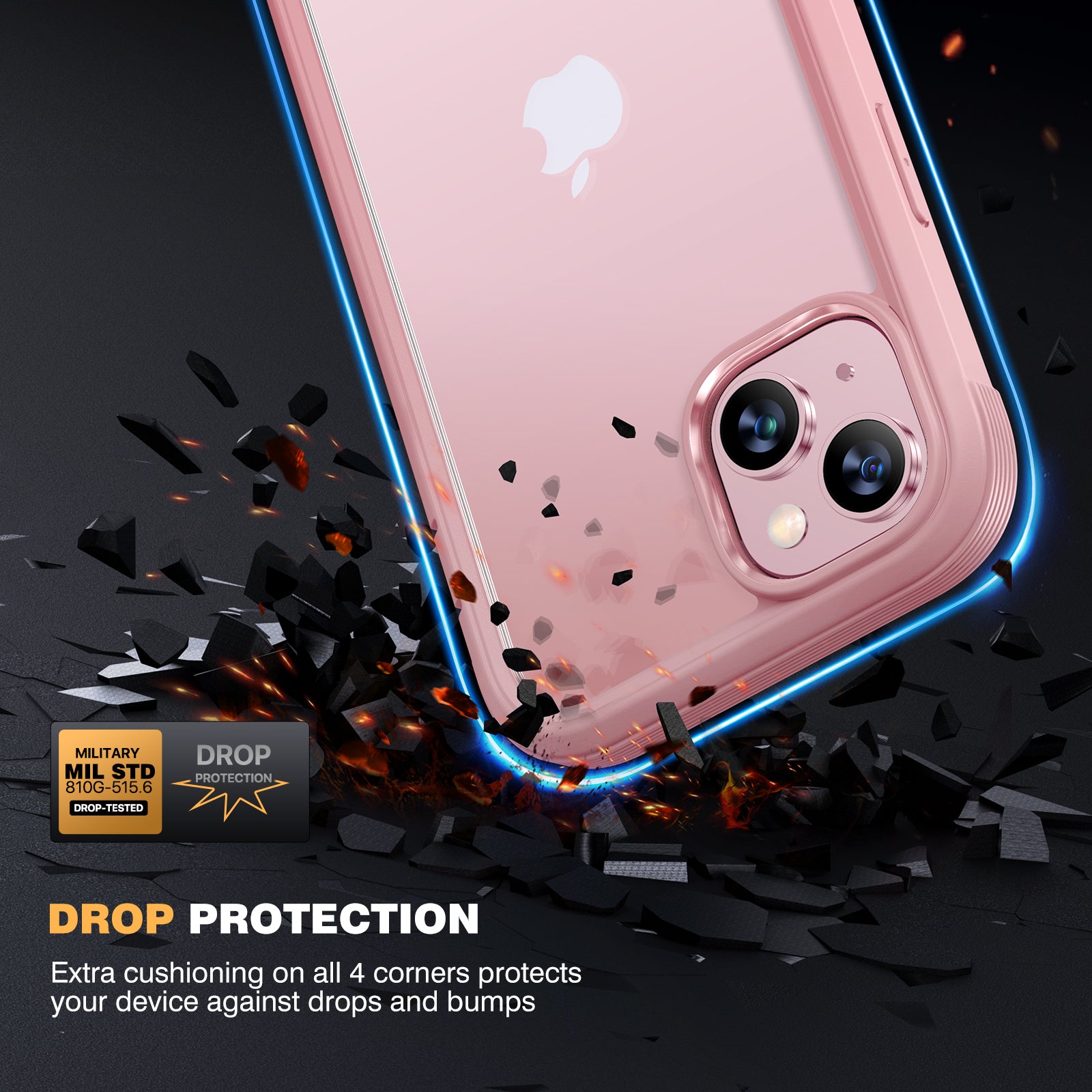 Diaclara 360° Protection Rugged Case with Built-in Touch Sensitive Anti-Scratch Screen Protector Phone Case for iPhone 15 Plus 6.7"