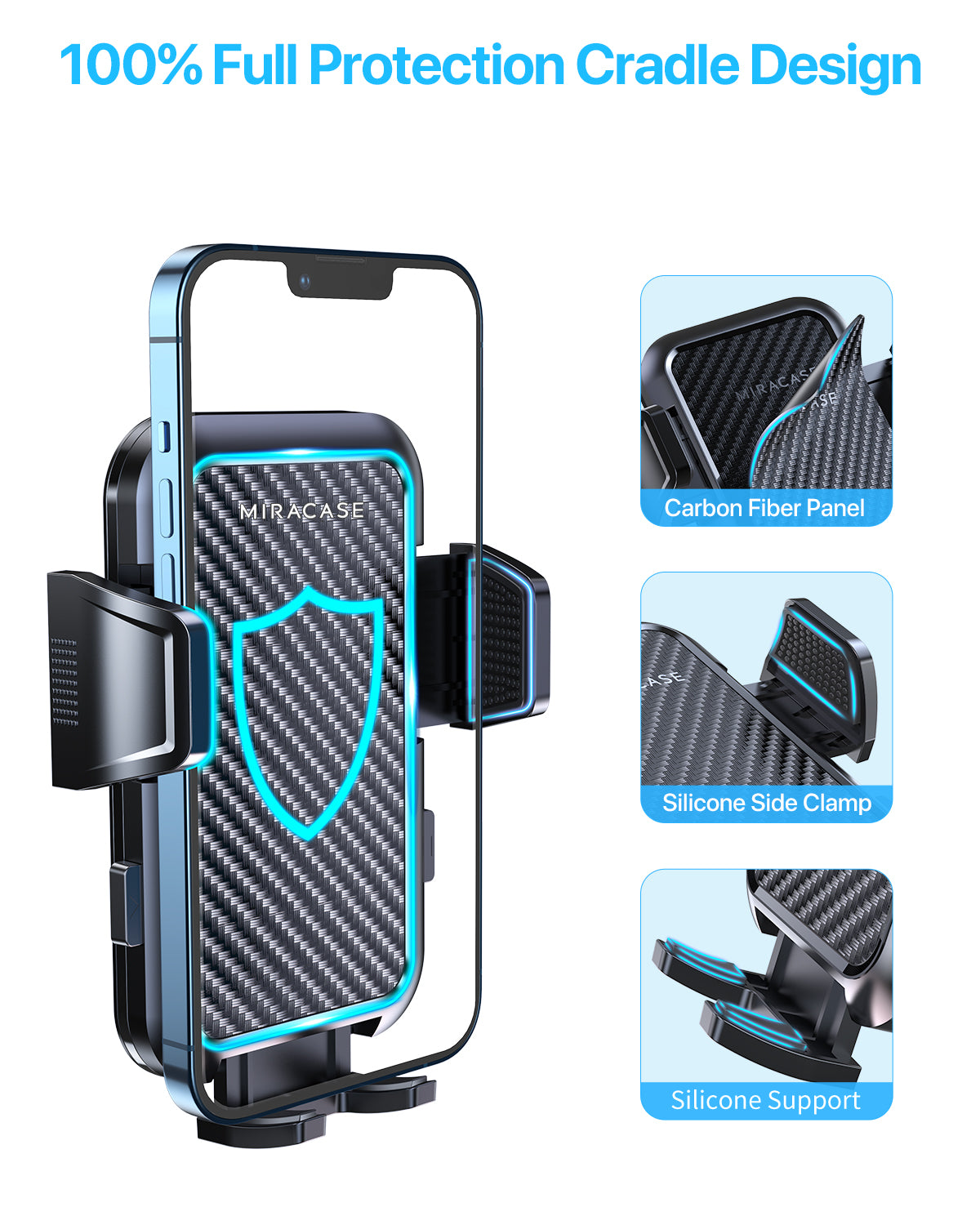 Miracase 2023 New Design Carbon Fiber Cradle Car Phone Holder Mount for Air Vent