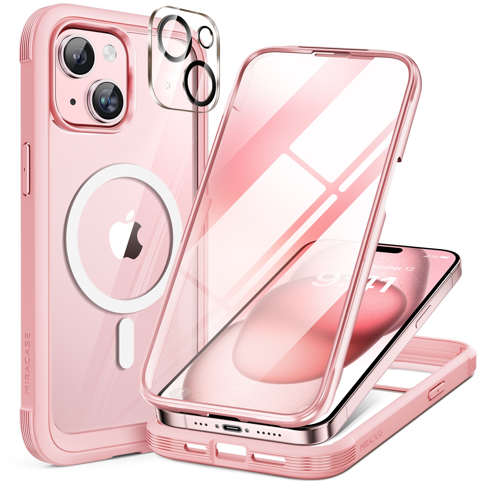 Miracase 360° Protection Case 9H Tempered Glass Phone Case with Magsaf Miracase 360° Protection Case 9H Tempered Glass Phone Case with Magsaf