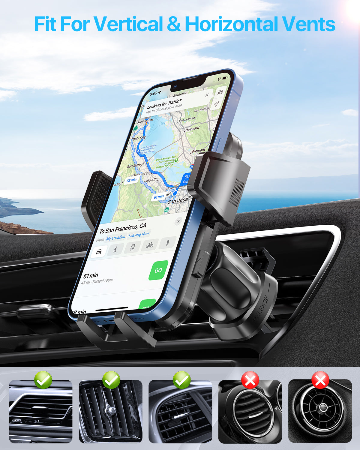 Miracase 2023 New Design Carbon Fiber Cradle Car Phone Holder Mount for Air Vent