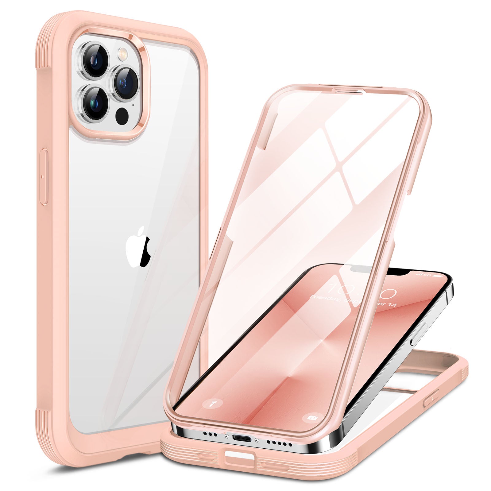 Miracase Glass Case for iPhone 13 Pro Max 6.7 inch, 2023 Upgrade Full-Body Clear Bumper Case with Built-in 9H Tempered Glass Screen Protector