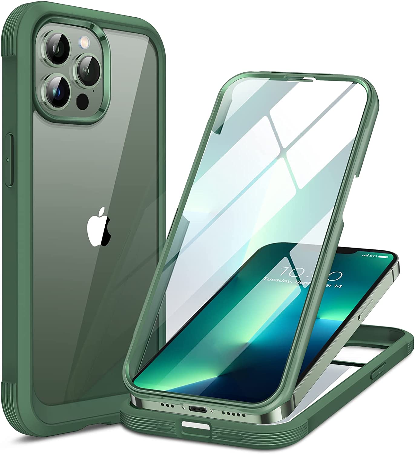 Miracase Glass Case for iPhone 13 Pro Max 6.7 inch, 2023 Upgrade Full-Body Clear Bumper Case with Built-in 9H Tempered Glass Screen Protector