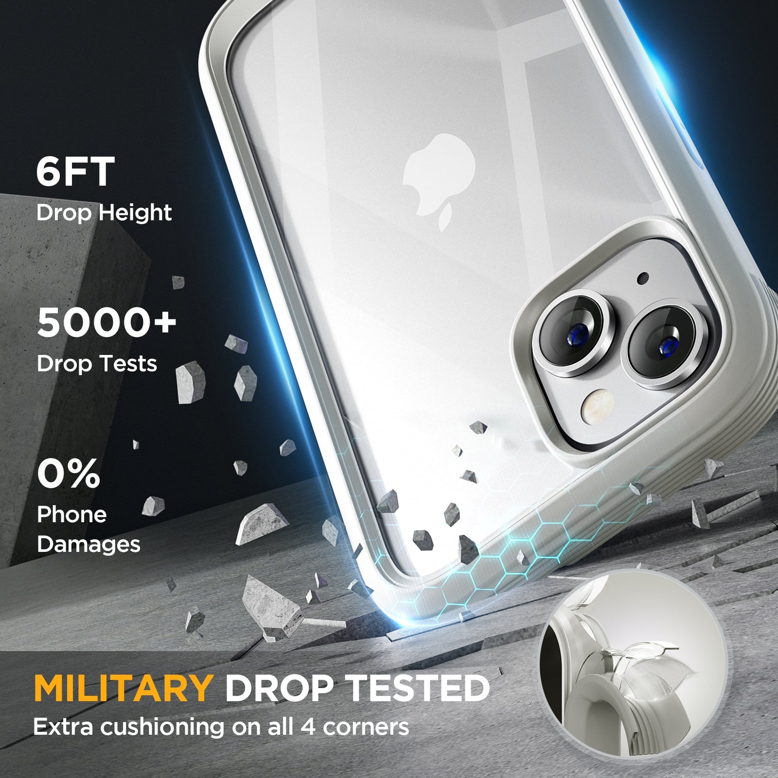 Miracase Glass Series Designed for iPhone 14 Plus Case 6.7 inch, 2022 Upgrade Full-Body Clear Bumper Case with Built-in 9H Tempered Glass Screen Protector and 2 Pcs Camera Lens Protector