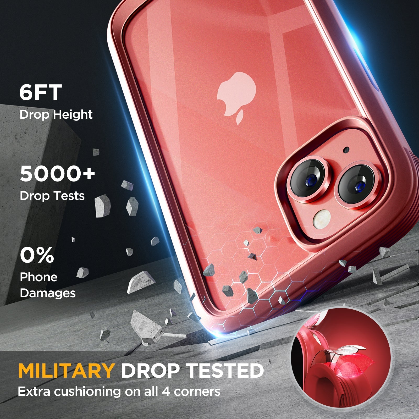 Miracase Glass Series Designed for iPhone 14 Plus Case 6.7 inch, 2022 Upgrade Full-Body Clear Bumper Case with Built-in 9H Tempered Glass Screen Protector and 2 Pcs Camera Lens Protector