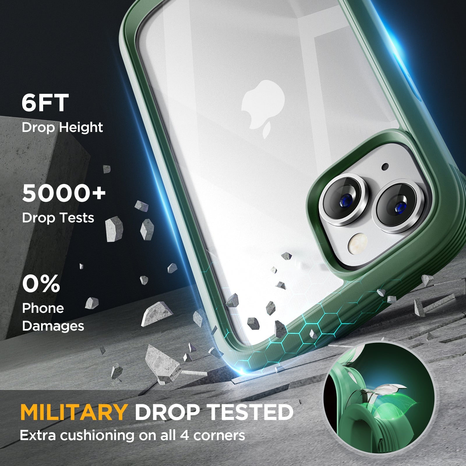 Miracase Glass Series Designed for iPhone 14 Plus Case 6.7 inch, 2022 Upgrade Full-Body Clear Bumper Case with Built-in 9H Tempered Glass Screen Protector and 2 Pcs Camera Lens Protector