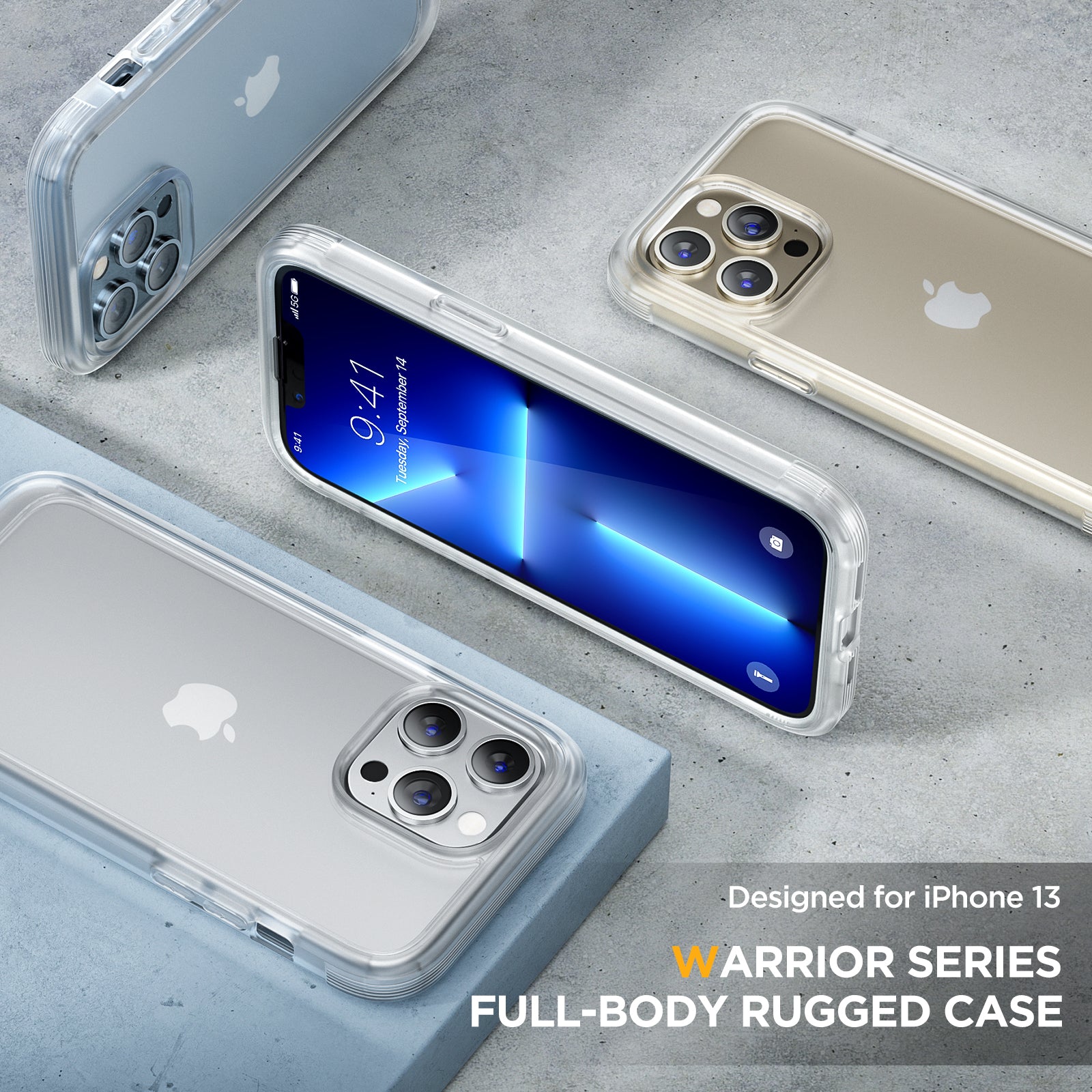 Miracase Glass Case for iPhone 13 Pro Max 6.7 inch, 2022 Upgrade Full-Body Clear Bumper Case with Built-in 9H Tempered Glass Screen Protector for iPhone 13 Pro Max