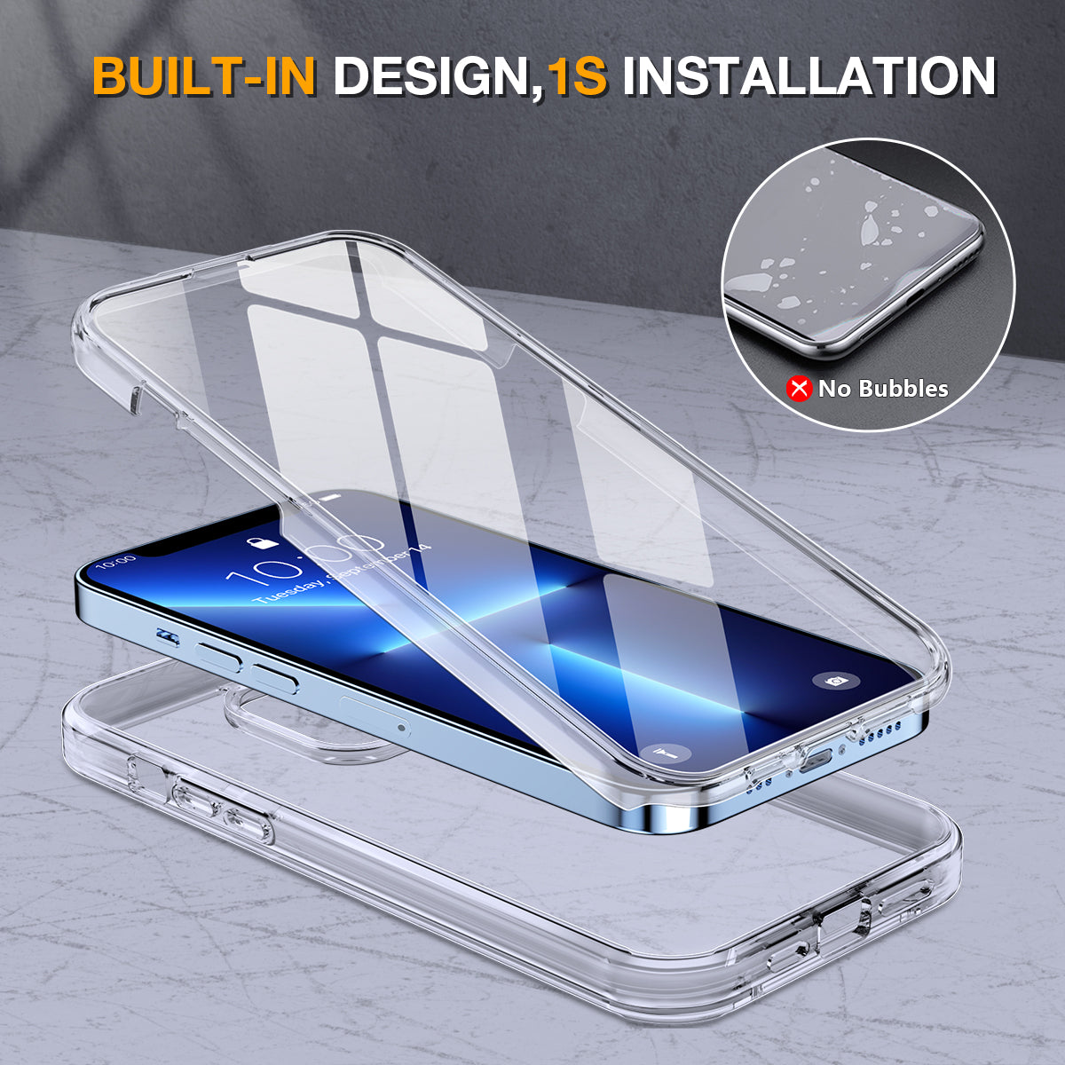 Miracase Glass Case for iPhone 13 Pro Max 6.7 inch, 2022 Upgrade Full-Body Clear Bumper Case with Built-in 9H Tempered Glass Screen Protector for iPhone 13 Pro Max