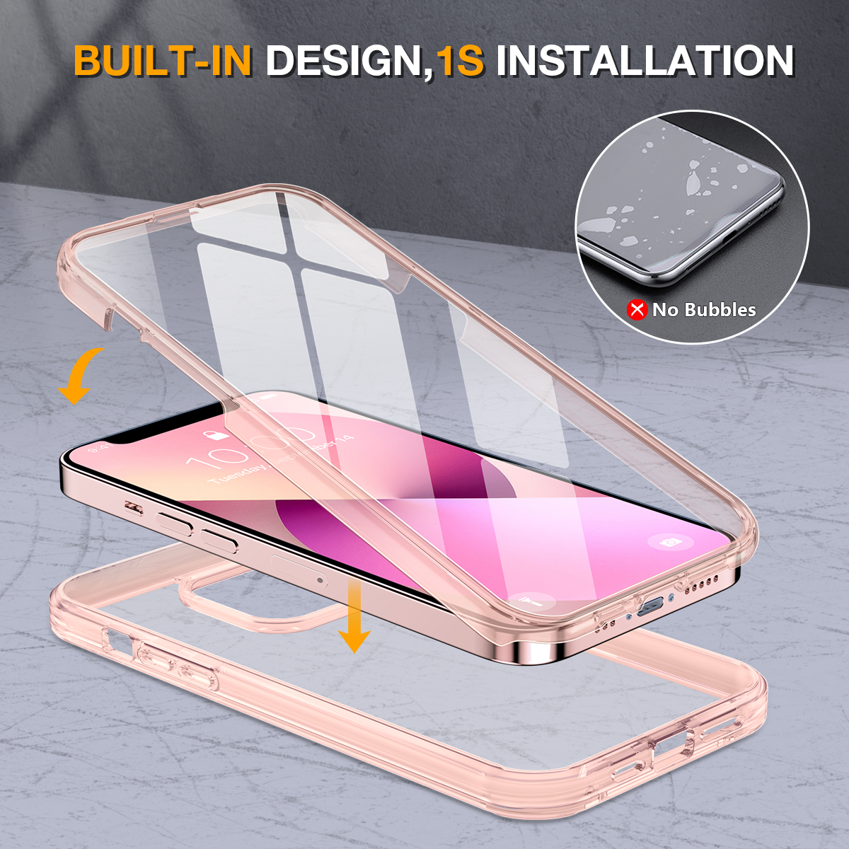 Miracase Compatible with iPhone 13 Mini case 5.4 inch, 2021 Upgrade Full-Body Glass Clear Case Bumper Case with Built-in 9H Tempered Glass Screen Protector for iPhone 13 Mini
