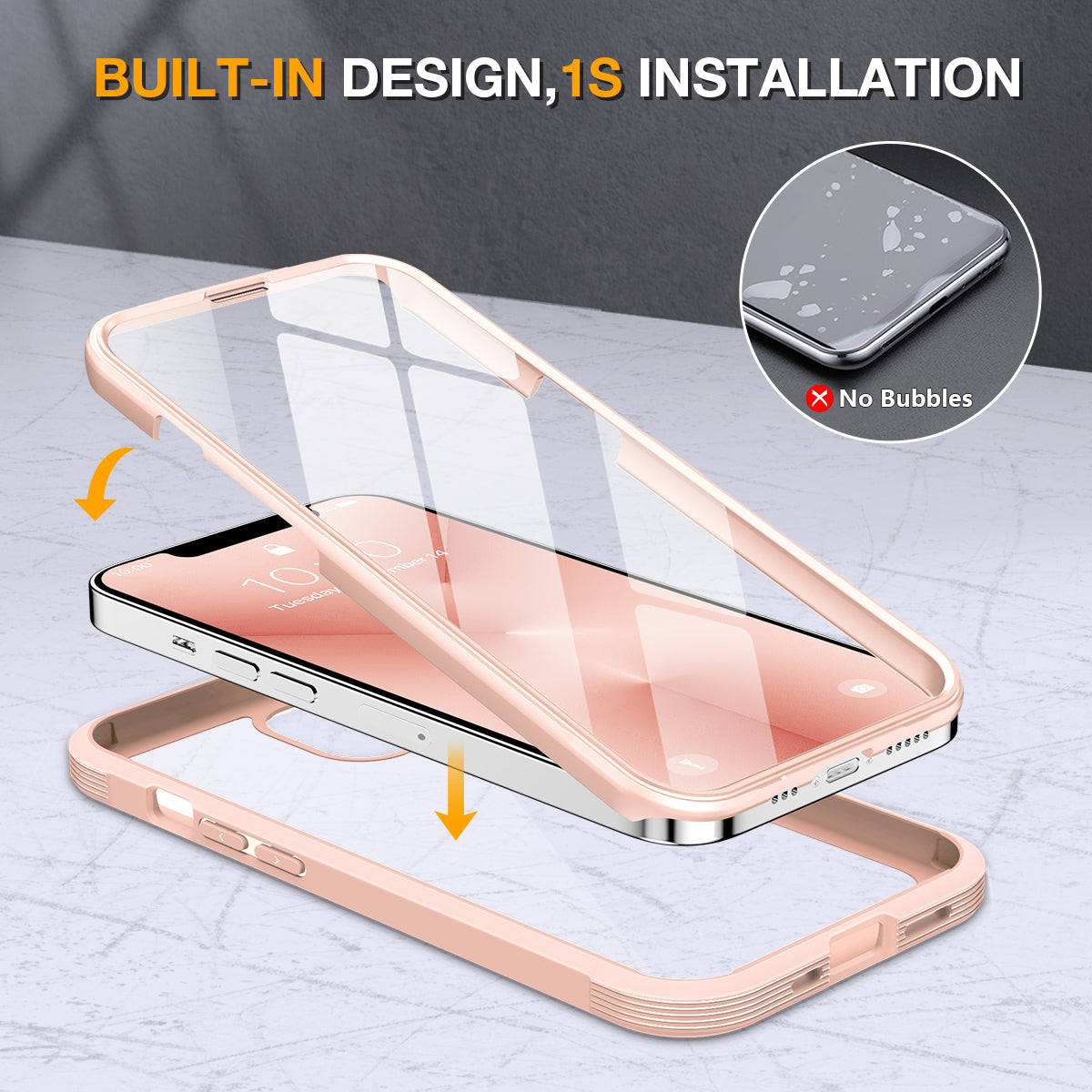 Miracase Glass Case for iPhone 13 Pro Max 6.7 inch, 2022 Upgrade Full-Body Clear Bumper Case with Built-in 9H Tempered Glass Screen Protector for iPhone 13 Pro Max