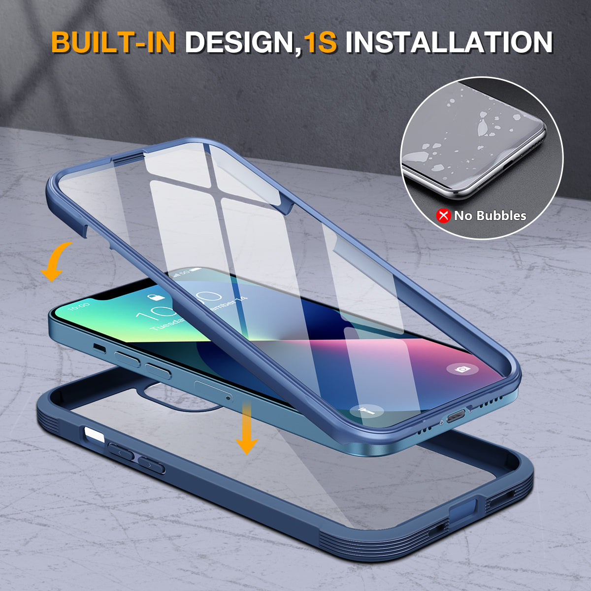 Miracase Compatible with iPhone 13 Mini case 5.4 inch, 2021 Upgrade Full-Body Glass Clear Case Bumper Case with Built-in 9H Tempered Glass Screen Protector for iPhone 13 Mini