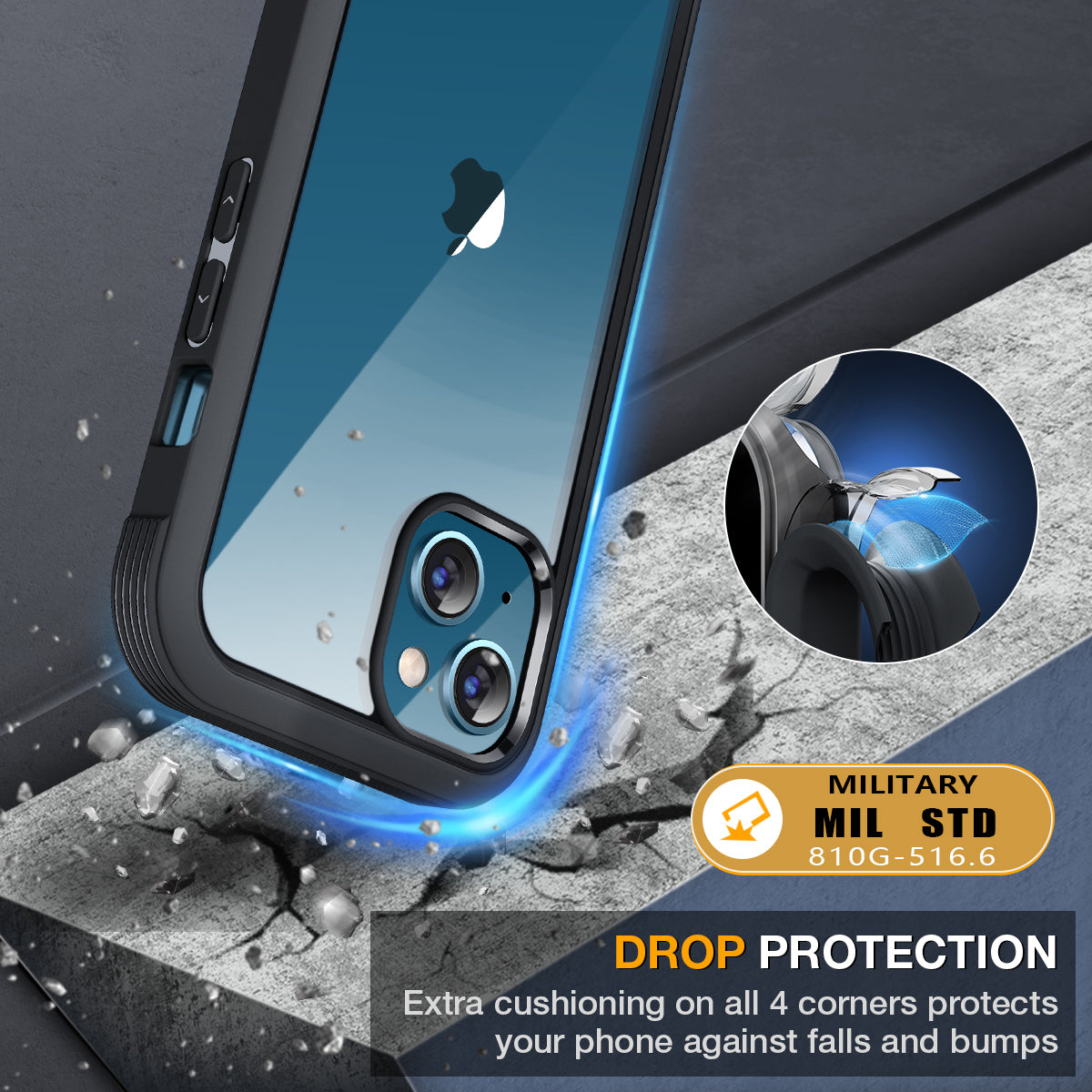 Miracase Compatible with iPhone 13 Mini case 5.4 inch, 2021 Upgrade Full-Body Glass Clear Case Bumper Case with Built-in 9H Tempered Glass Screen Protector for iPhone 13 Mini