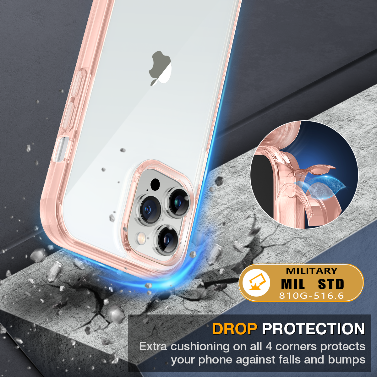 Miracase Glass iPhone 13 Pro Case 6.1 inch, 2022 New Full-Body Clear Bumper Case with Built-in 9H Tempered Glass Screen Protector for iPhone 13 Pro