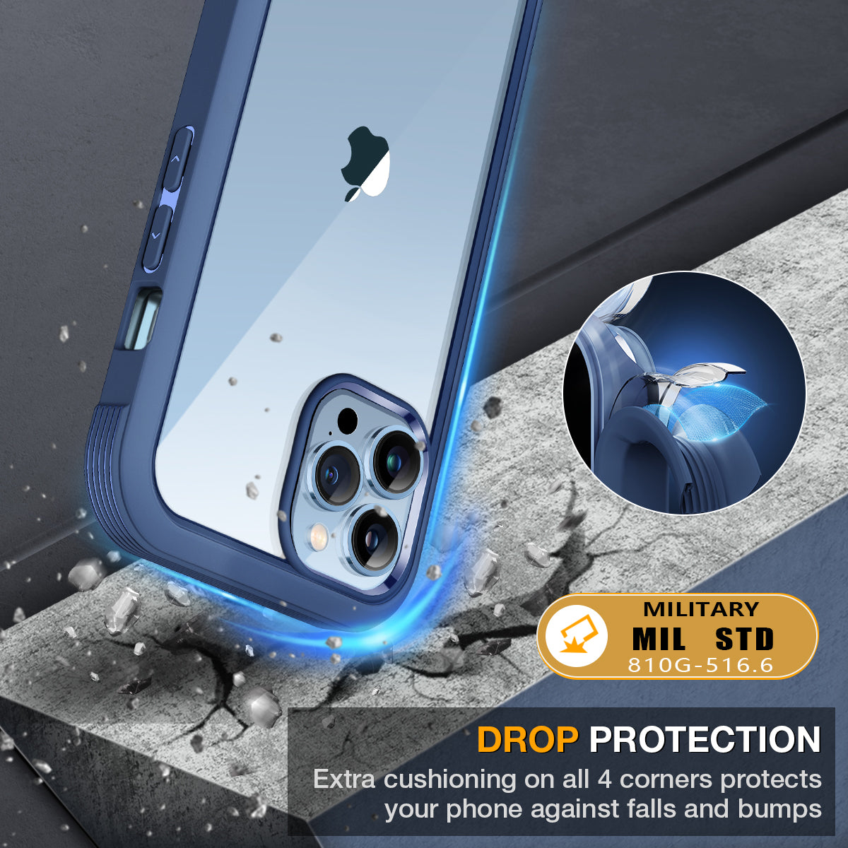 Miracase Glass iPhone 13 Pro Case 6.1 inch, 2022 New Full-Body Clear Bumper Case with Built-in 9H Tempered Glass Screen Protector for iPhone 13 Pro