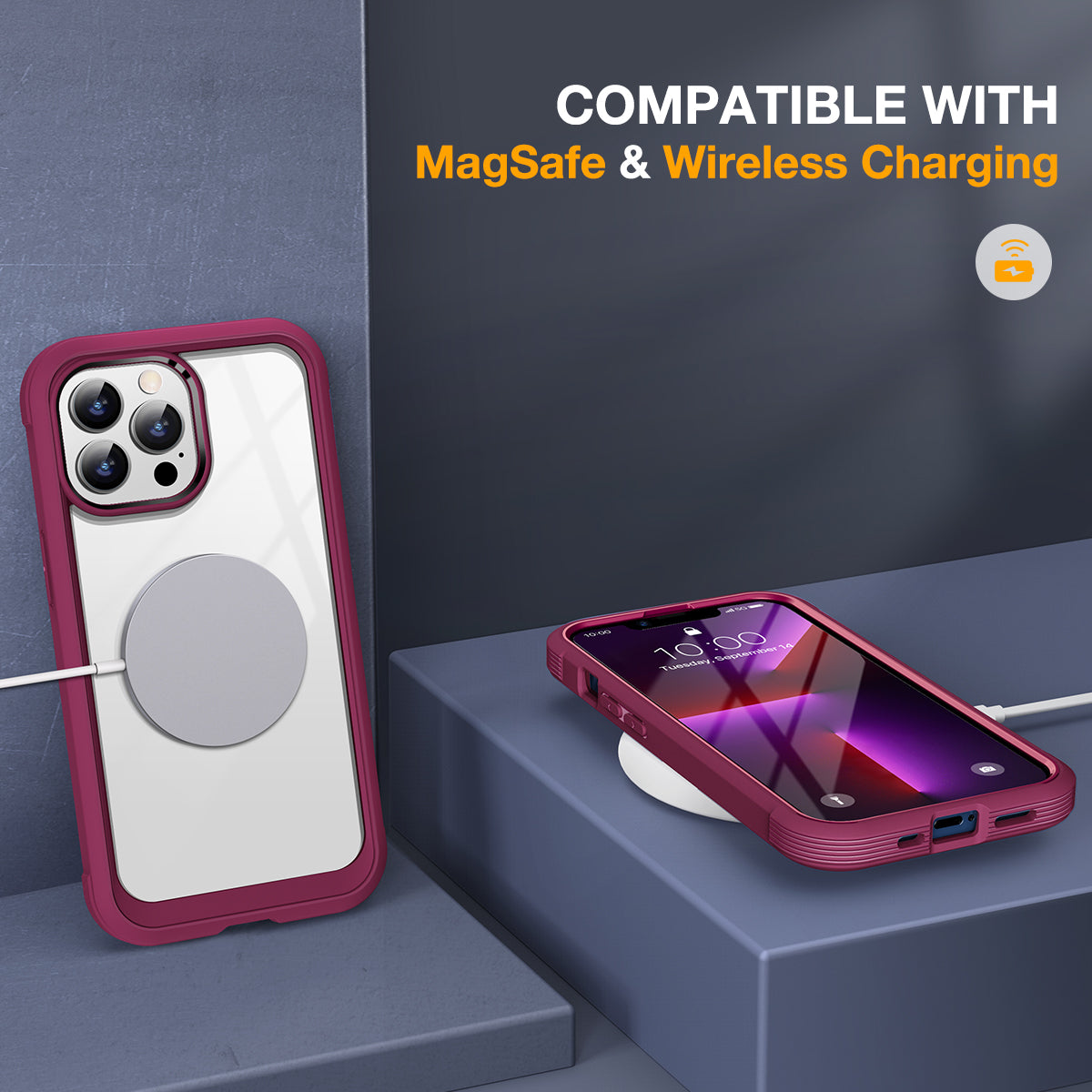 Miracase Glass iPhone 13 Pro Case 6.1 inch, 2022 New Full-Body Clear Bumper Case with Built-in 9H Tempered Glass Screen Protector for iPhone 13 Pro
