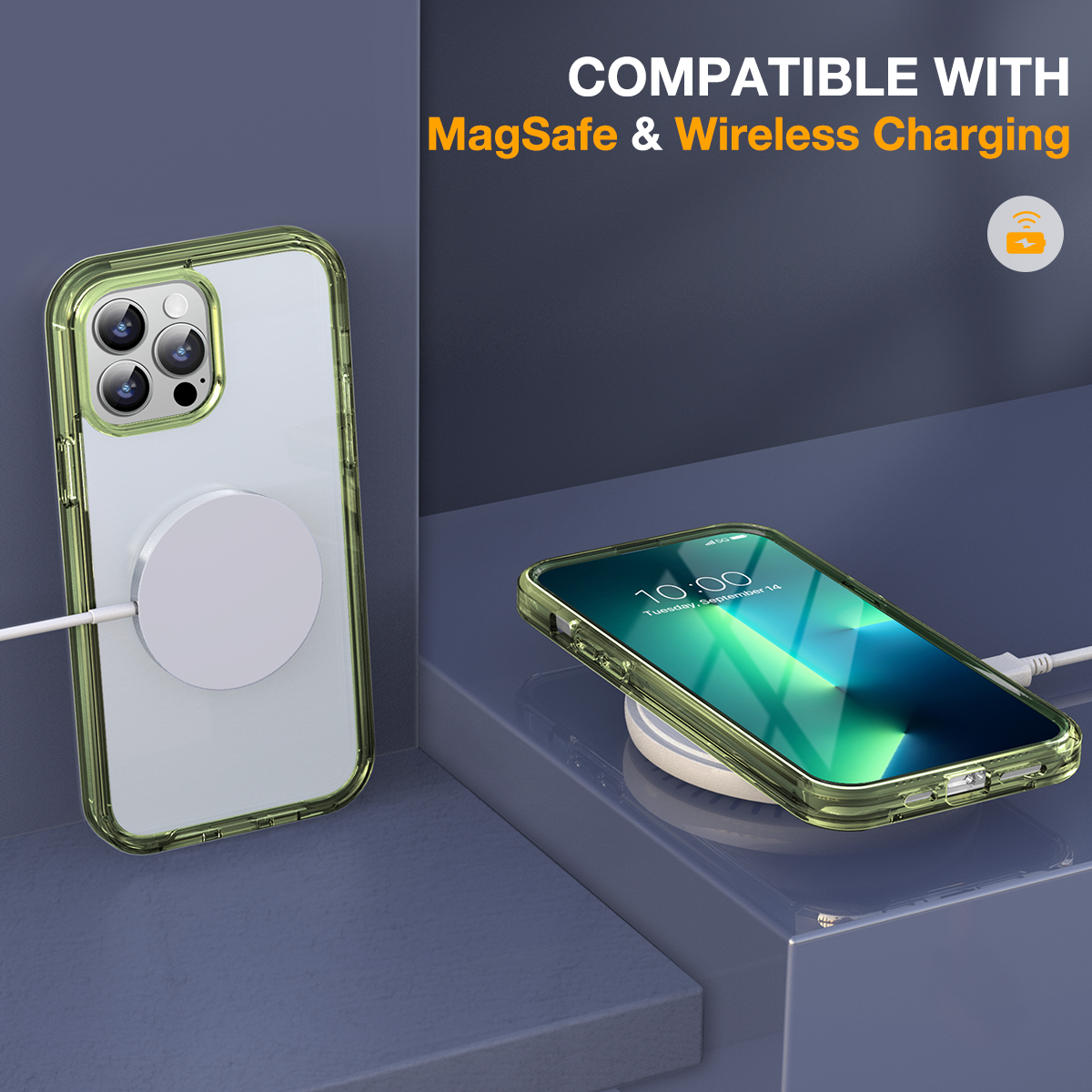 Miracase Glass iPhone 13 Pro Case 6.1 inch, 2022 New Full-Body Clear Bumper Case with Built-in 9H Tempered Glass Screen Protector for iPhone 13 Pro