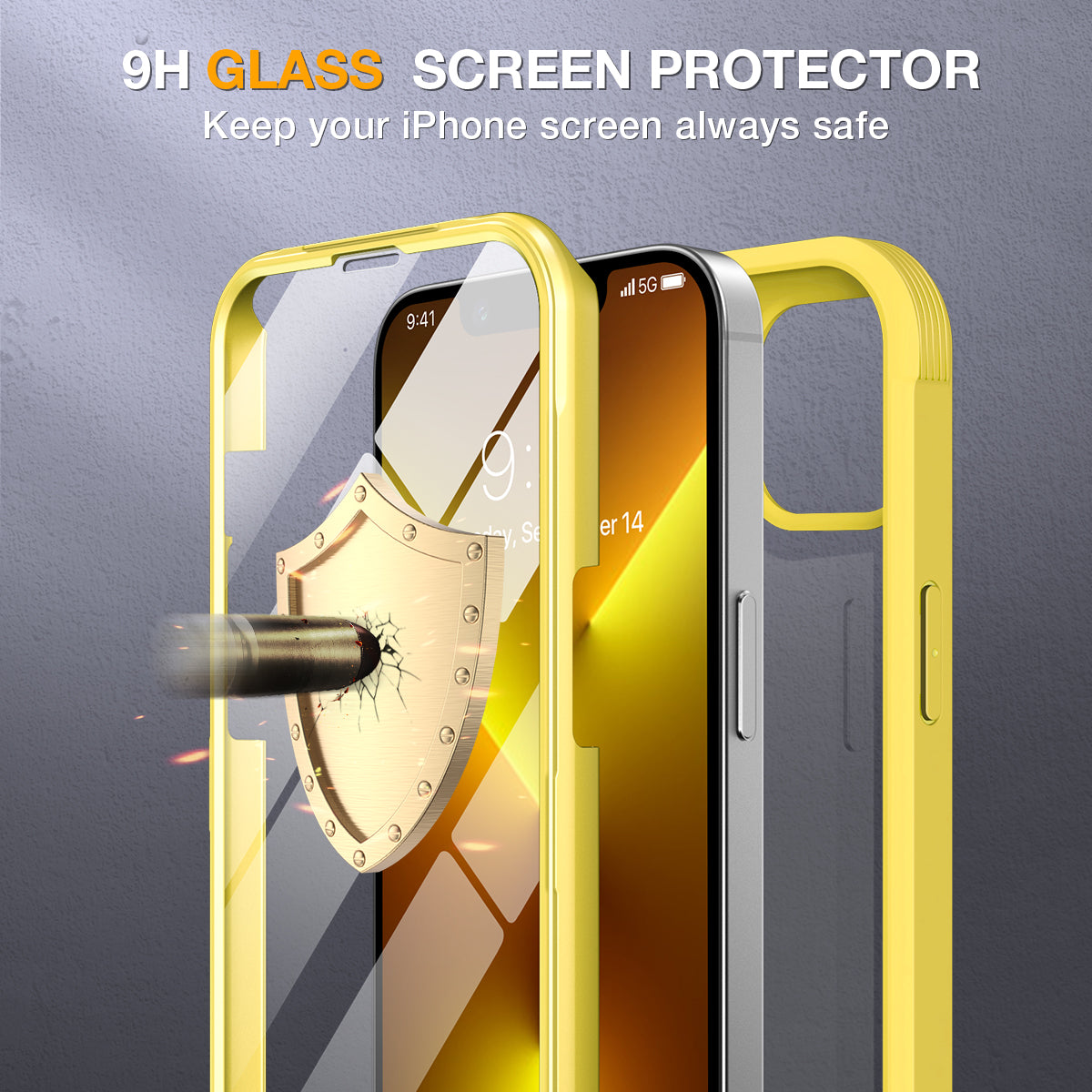 Miracase Glass Case for iPhone 13 Pro Max 6.7 inch, 2022 Upgrade Full-Body Clear Bumper Case with Built-in 9H Tempered Glass Screen Protector for iPhone 13 Pro Max
