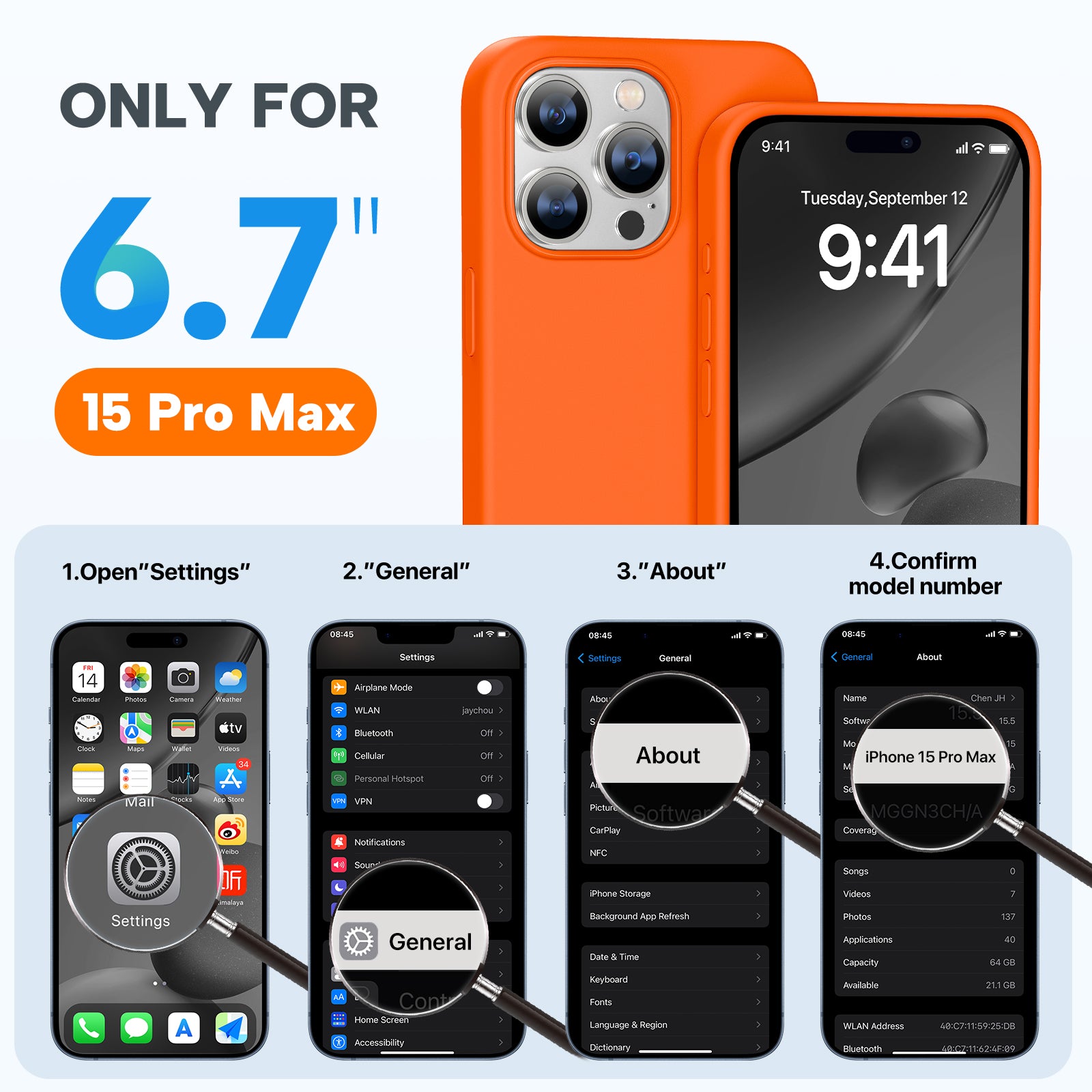  Miracase Funda magnética para iPhone 15 Pro Max de 6.7 pulgadas  [compatible con Magsafe], funda de cuerpo completo a prueba de caídas para  iPhone 15 Pro Max con protector de pantalla