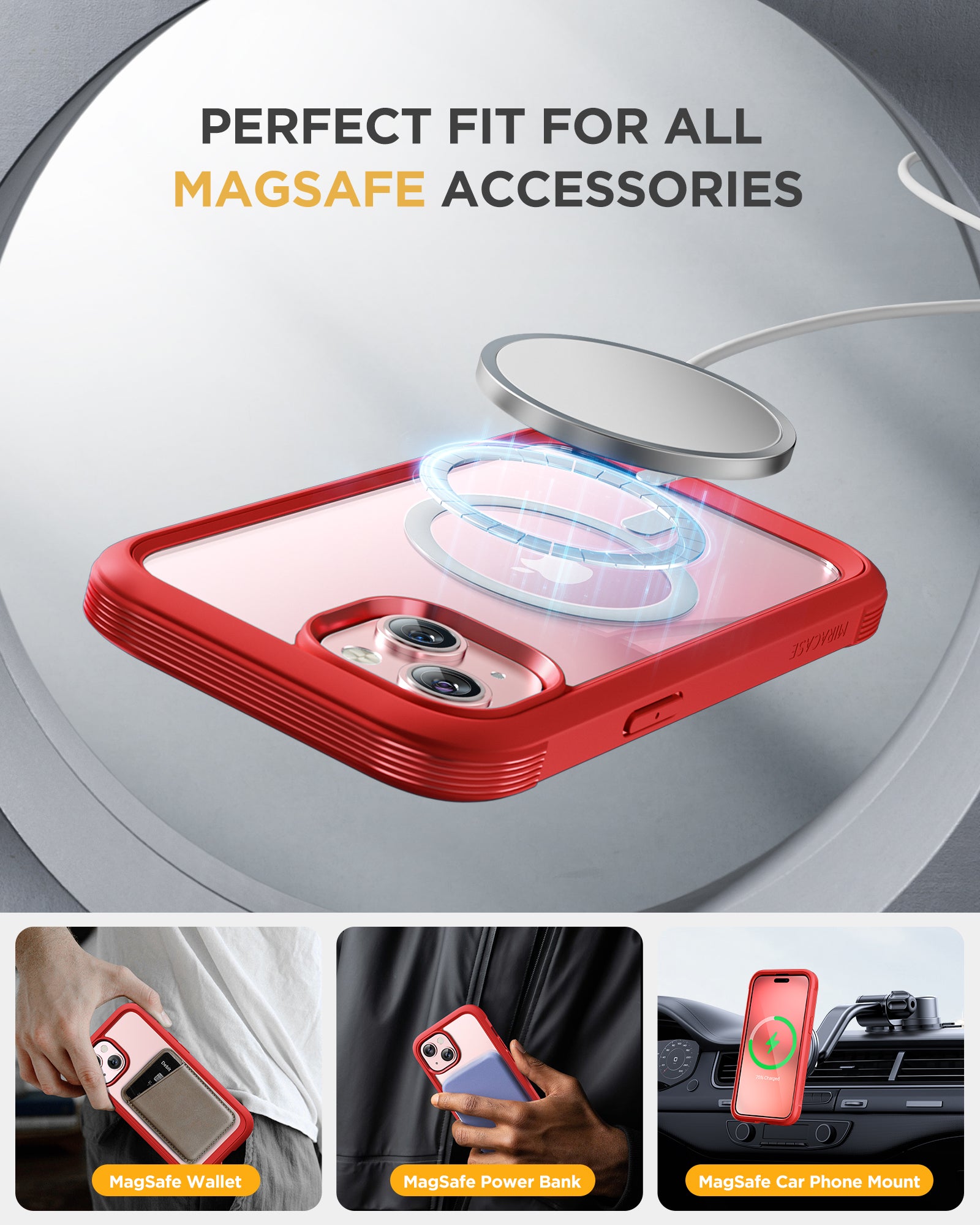 Miracase 360° Protection Case 9H Tempered Glass Phone Case with Magsafe for iPhone 15 Plus 6.7"