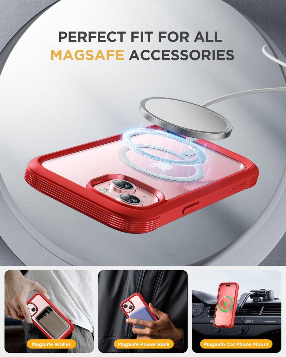 Miracase 360° Protection Case 9H Tempered Glass Phone Case with MagSafe for iPhone 15 6.1