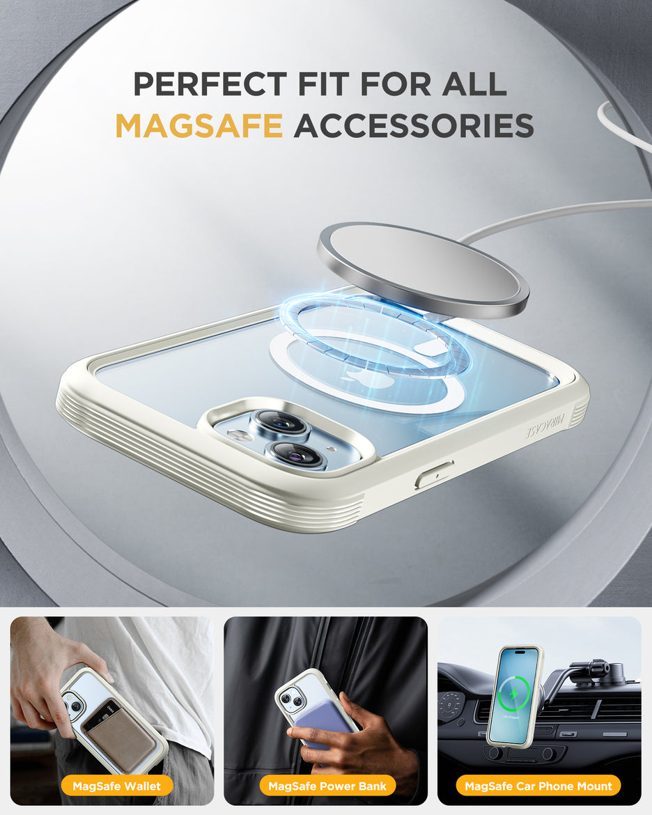 Miracase 360° Protection Case 9H Tempered Glass Phone Case with MagSafe for iPhone 15 6.1