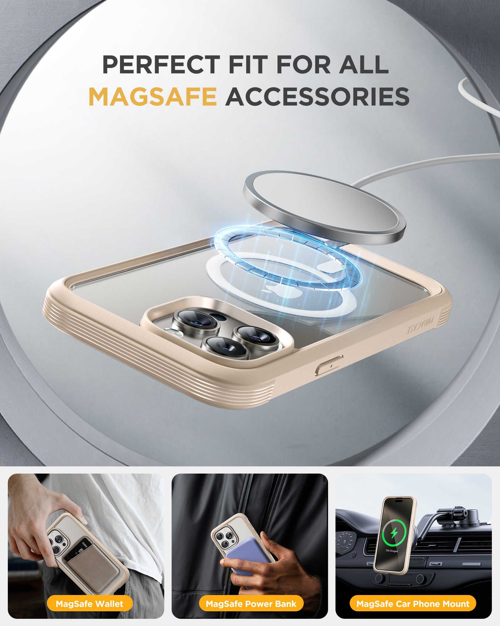 Miracase 360° Protection Case 9H Tempered Glass Phone Case with MagSafe for iPhone 15 Pro 6.1"