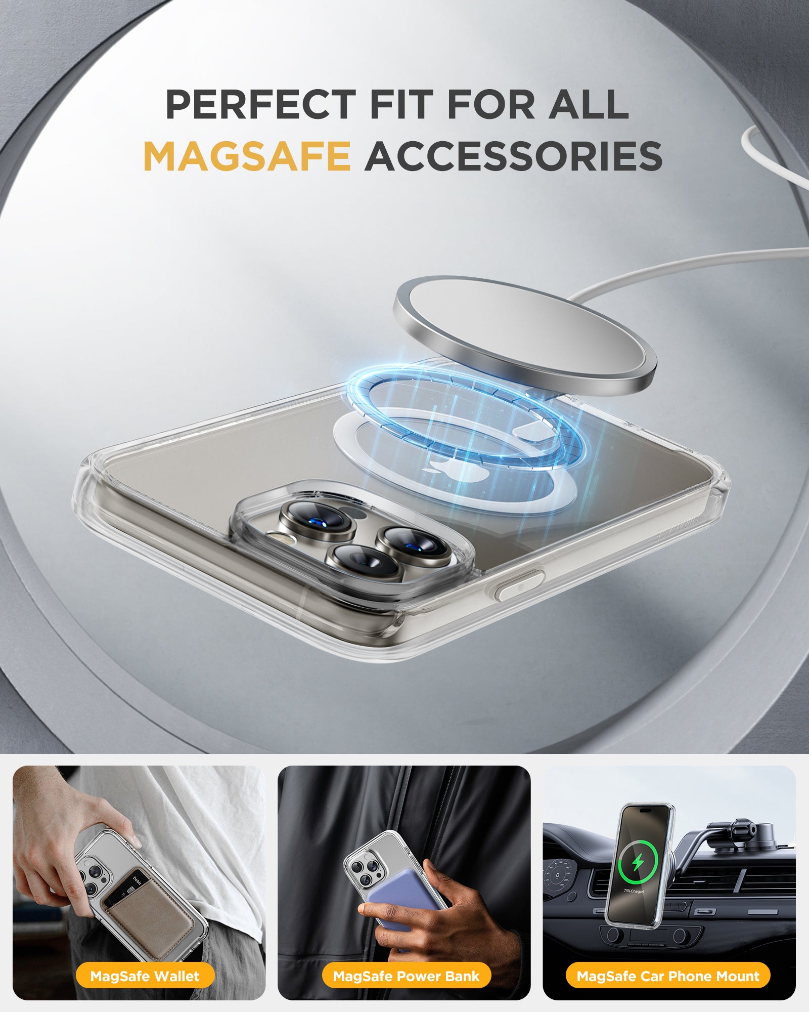 Miracase 360° Protection Case 9H Tempered Glass Phone Case with Magsafe for iPhone 15 Pro Max 6.7"