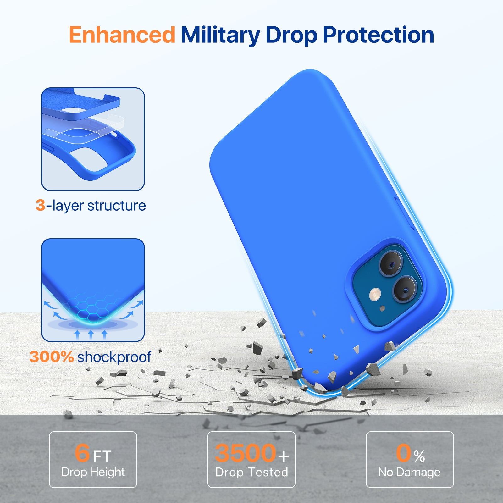 Miracase Compatible with iPhone 12 Case and iPhone 12 Pro Case, Liquid Silicone Gel Rubber Full Body Protection Shockproof Drop Protection Phone Case for iPhone 12/12 Pro 6.1 inch