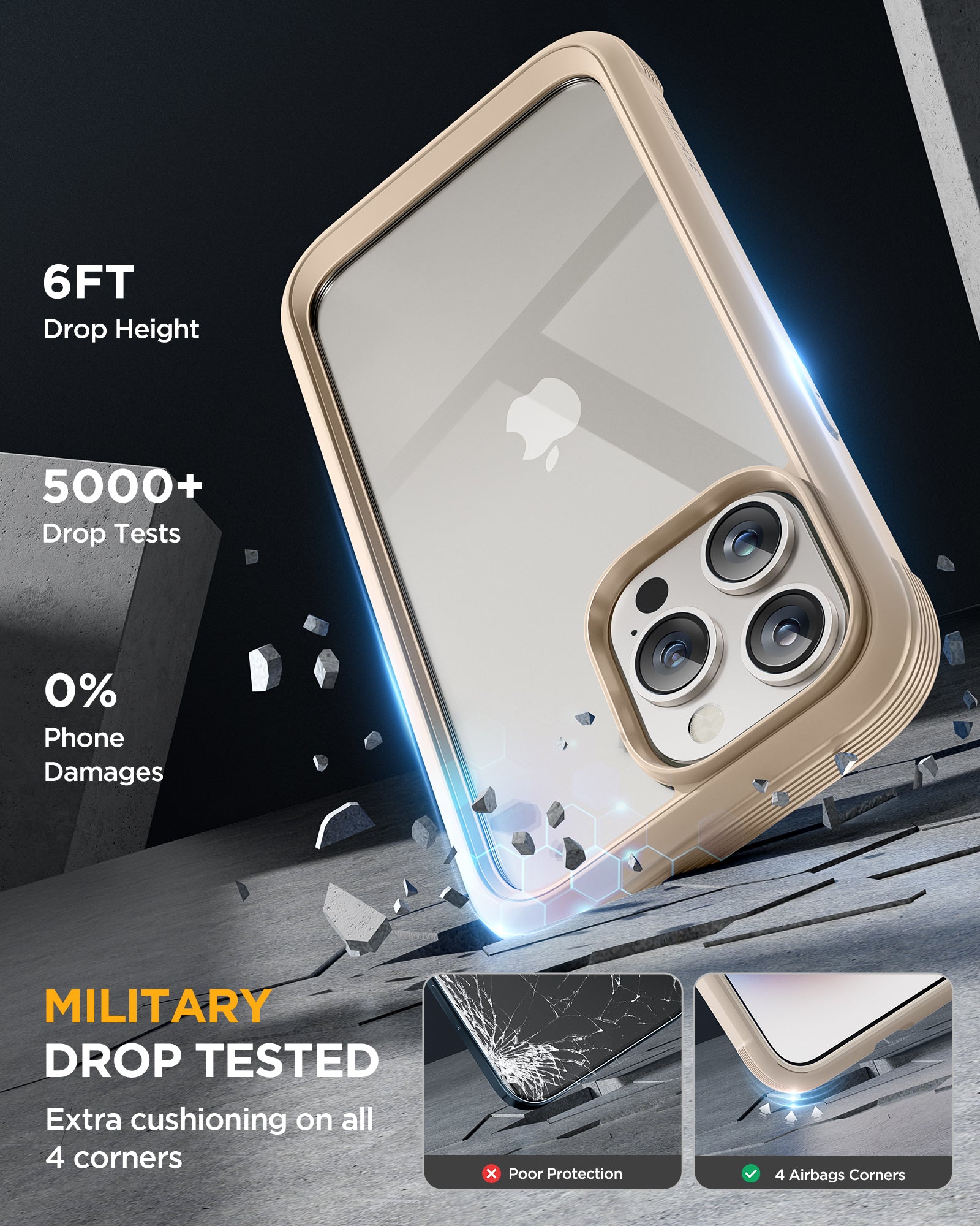 Miracase 360° Protection Case 9H Tempered Glass Phone Case for iPhone 15 Pro Max 6.7"