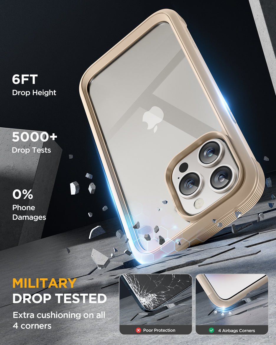 Miracase 360° Protection Case 9H Tempered Glass Phone Case for iPhone 15 Pro 6.1