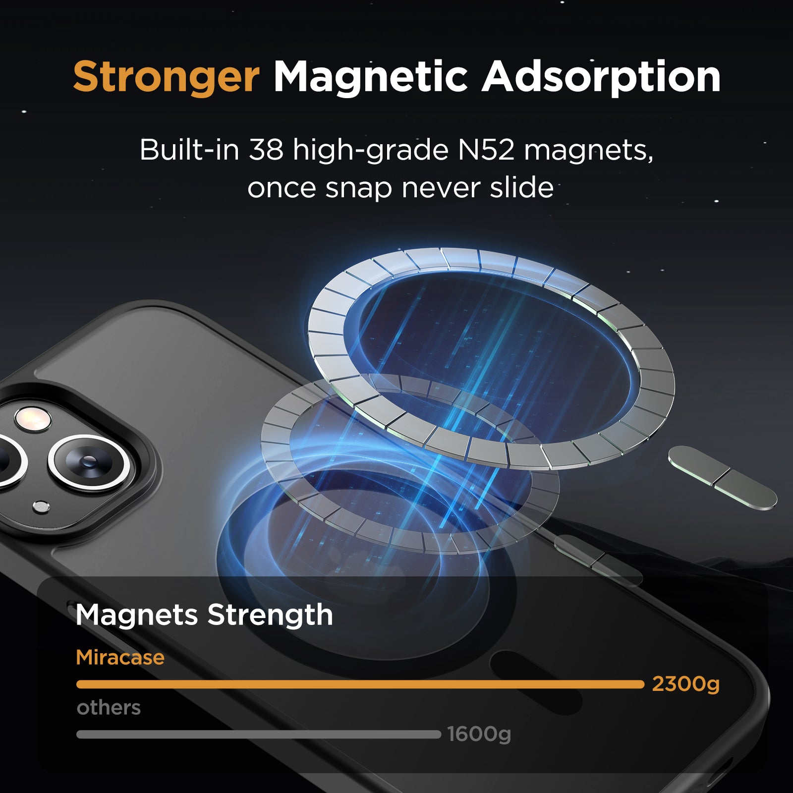 Miracase Magnetic Series for iPhone 14 Case [Compatible with MagSafe] [with 2X Screen Protectors] Military-Grade Protection, Anti-Fingerprint, Slim Design Phone Case for iPhone 14