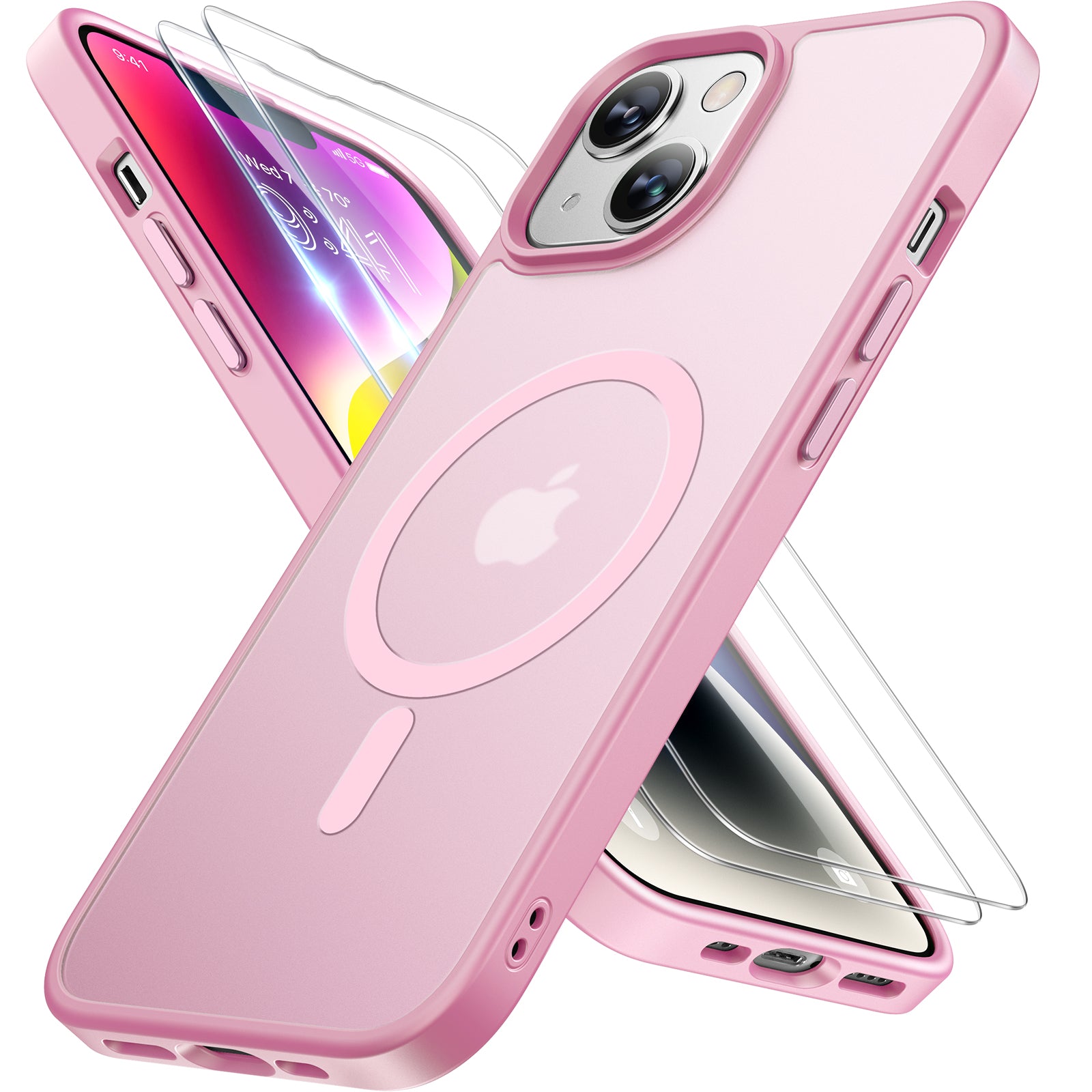Miracase Magnetic Series for iPhone 14 Case [Compatible with MagSafe] [with 2X Screen Protectors] Military-Grade Protection, Anti-Fingerprint, Slim Design Phone Case for iPhone 14